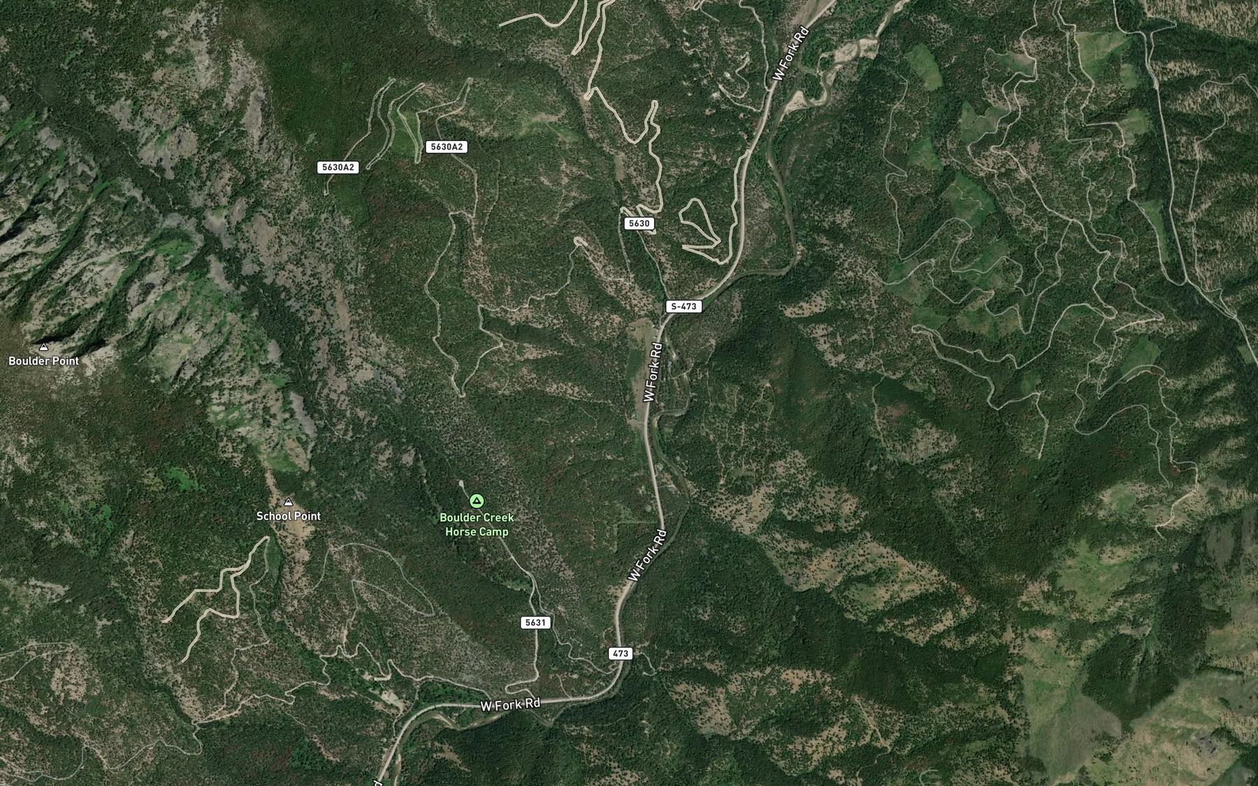 Satellite map of the Troy Creek