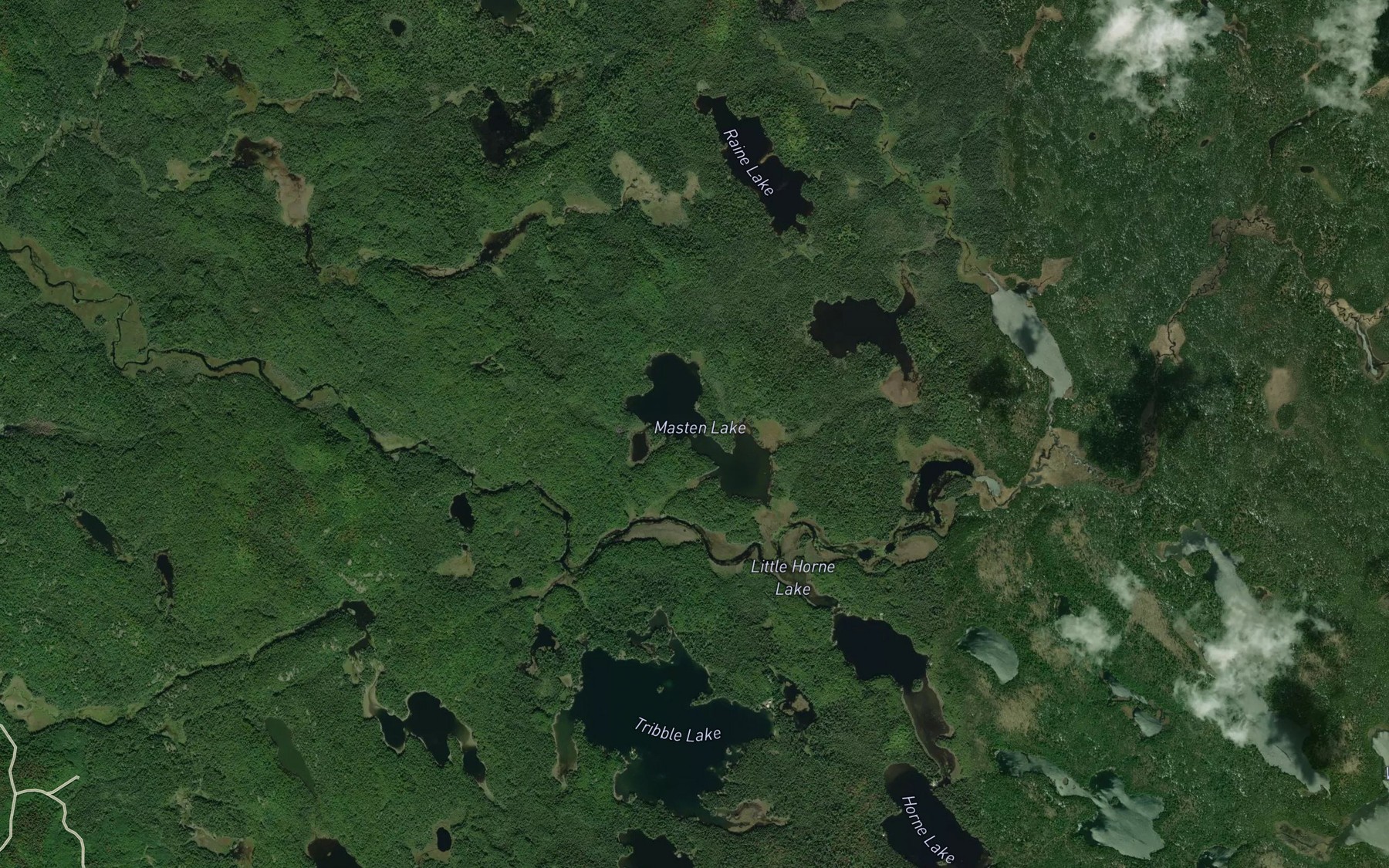 Satellite map of the Masten Lake