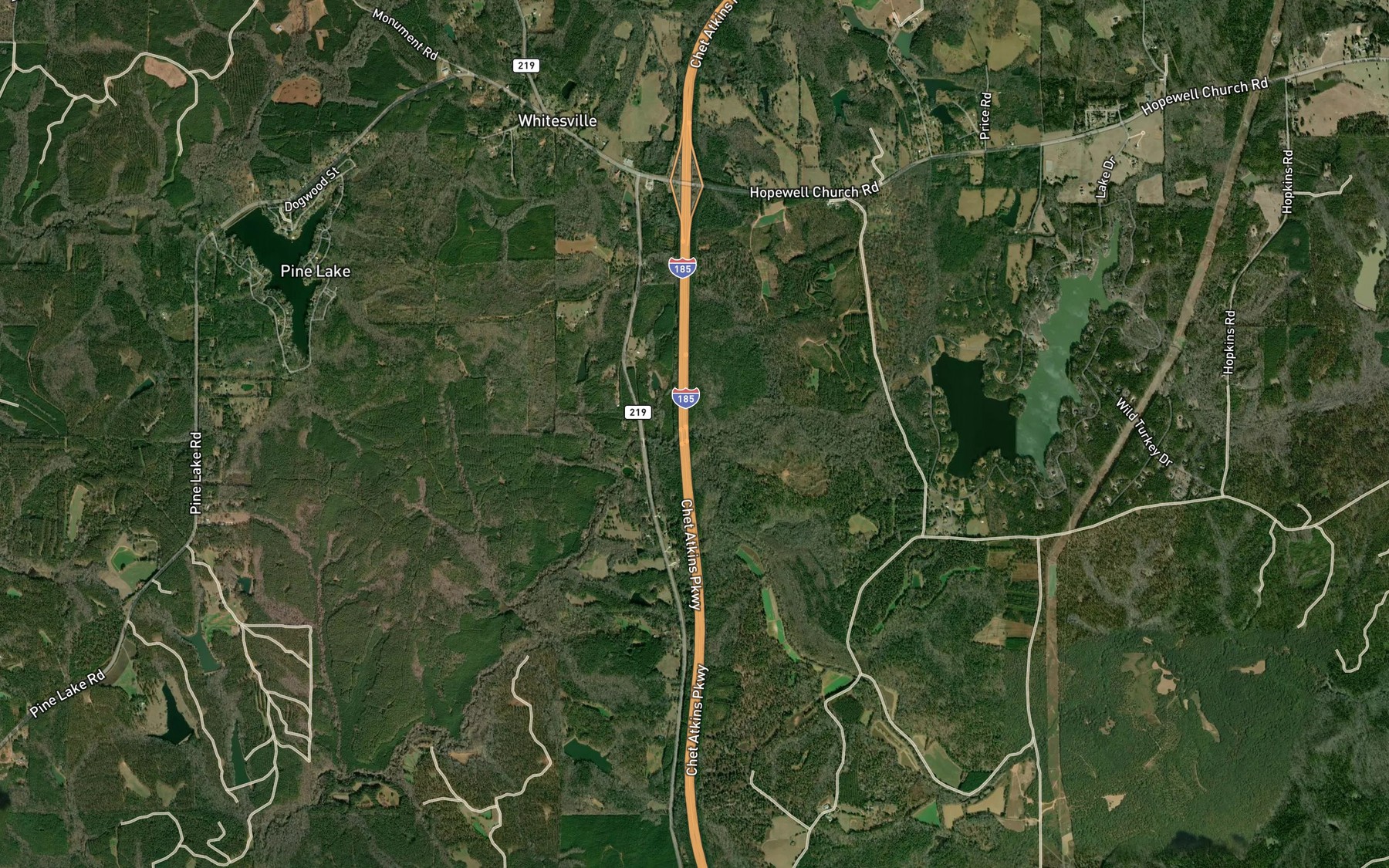 Satellite map of the Mountain Creek