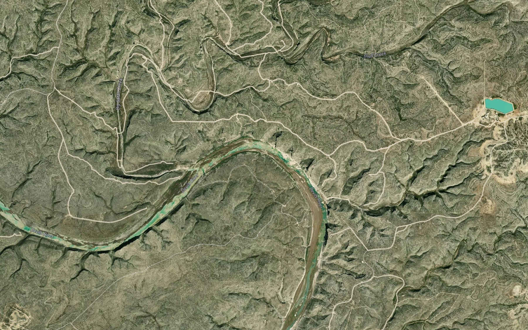 Satellite map of the Slaughter Bend