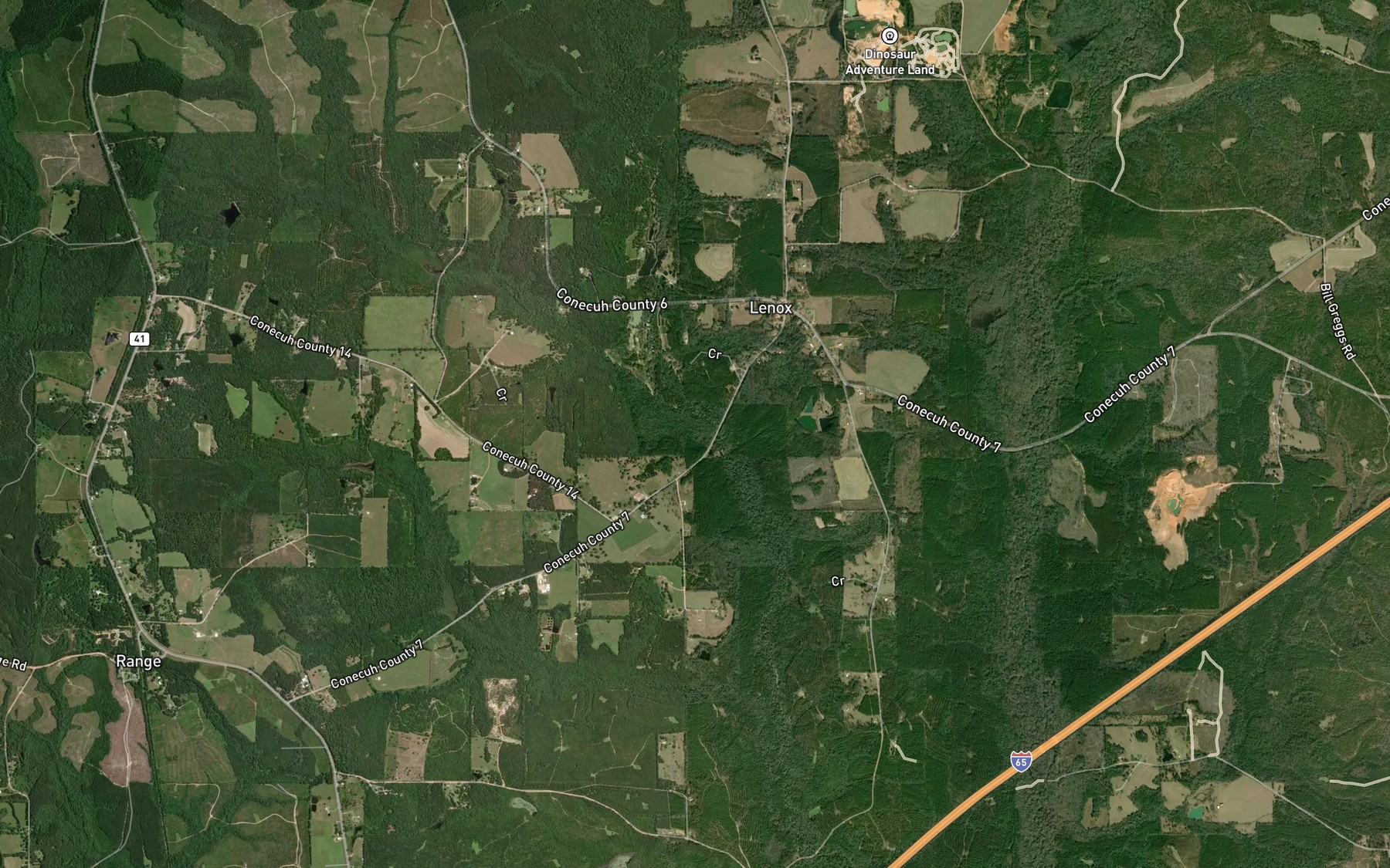 Satellite map of the Brushy Creek
