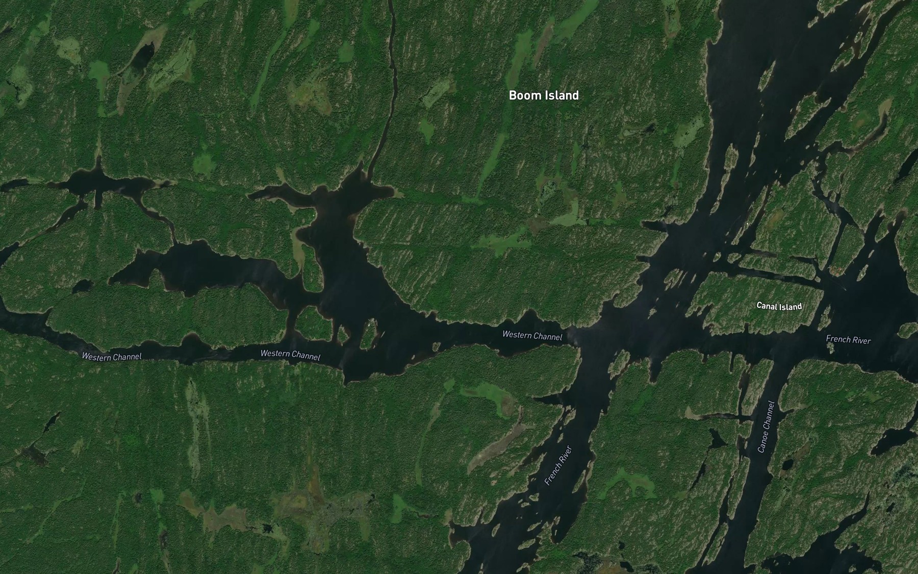Satellite map of the Thompson Bay
