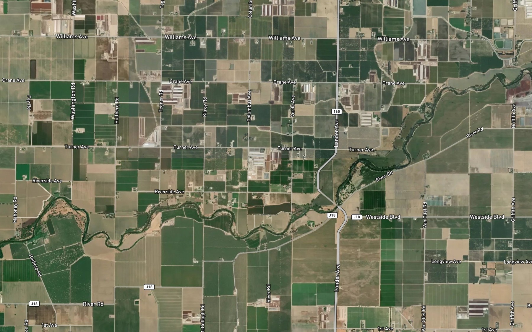 Satellite map of the Riverside Ditch