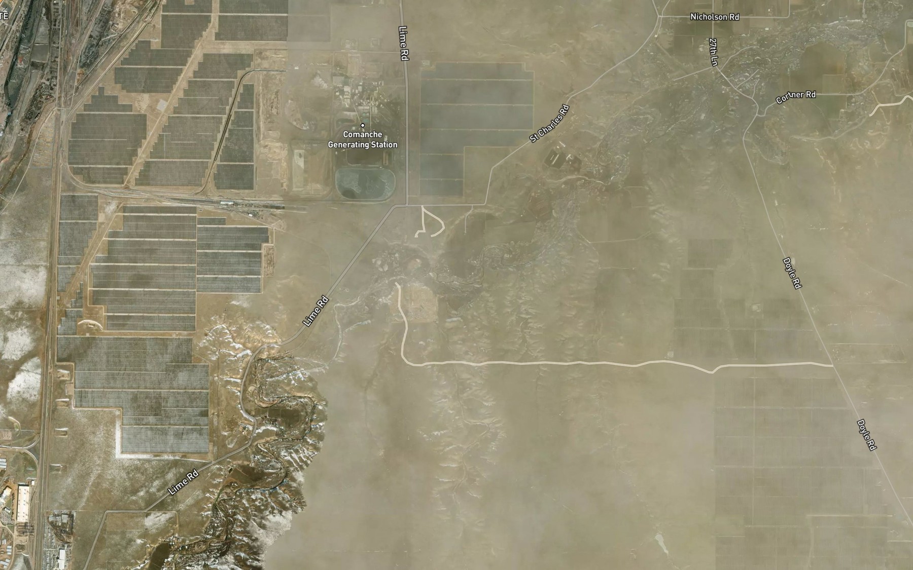 Satellite map of the Thomkins Arroyo