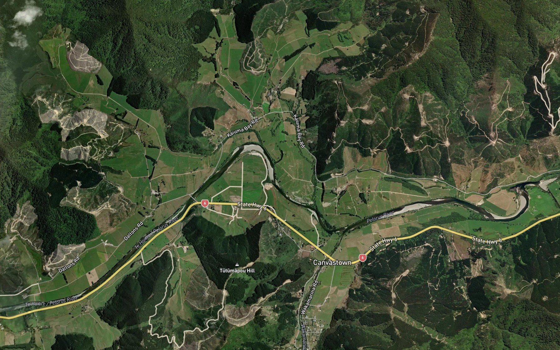 Satellite map of the Pelorus River
