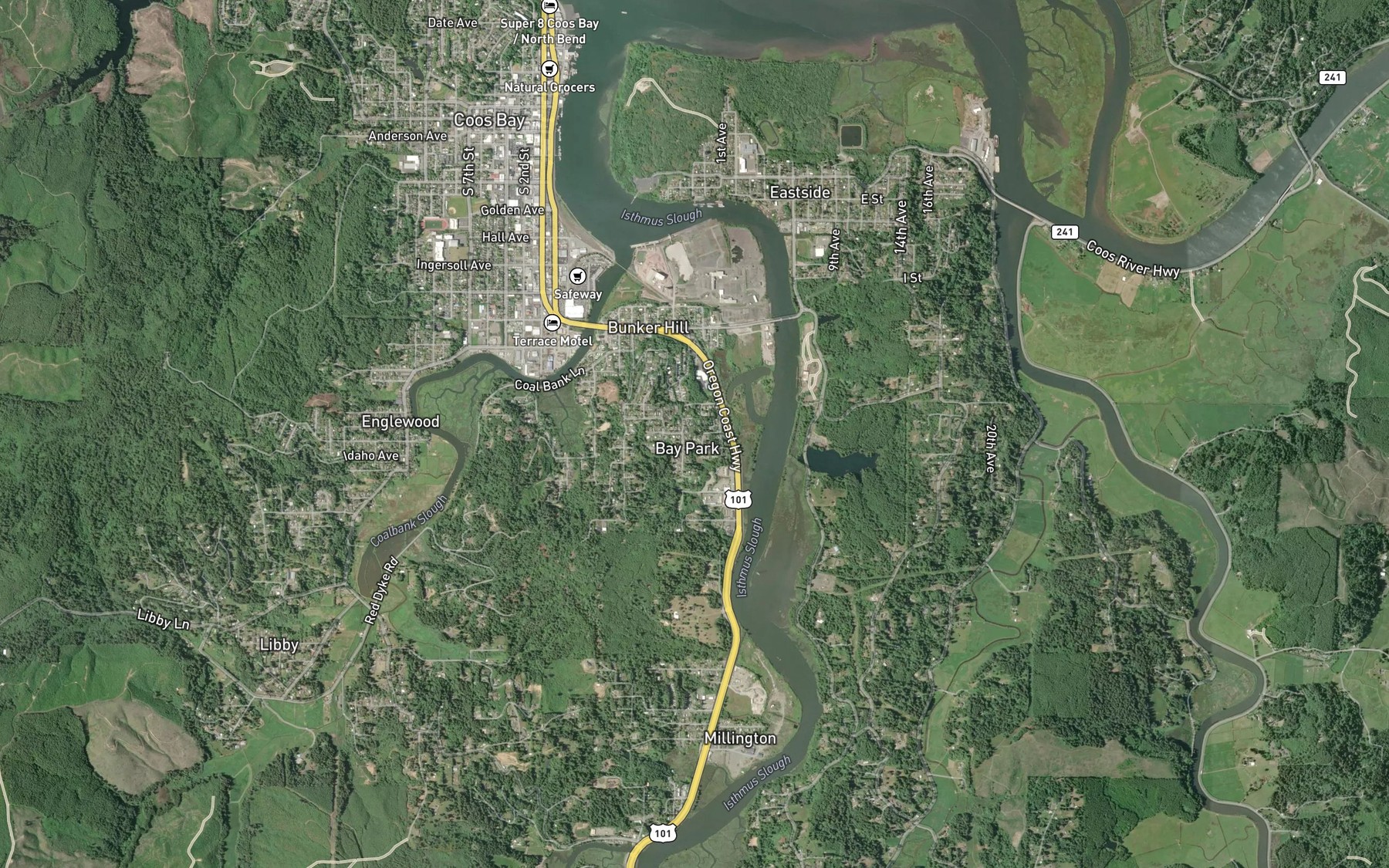Satellite map of the Colliver Springs