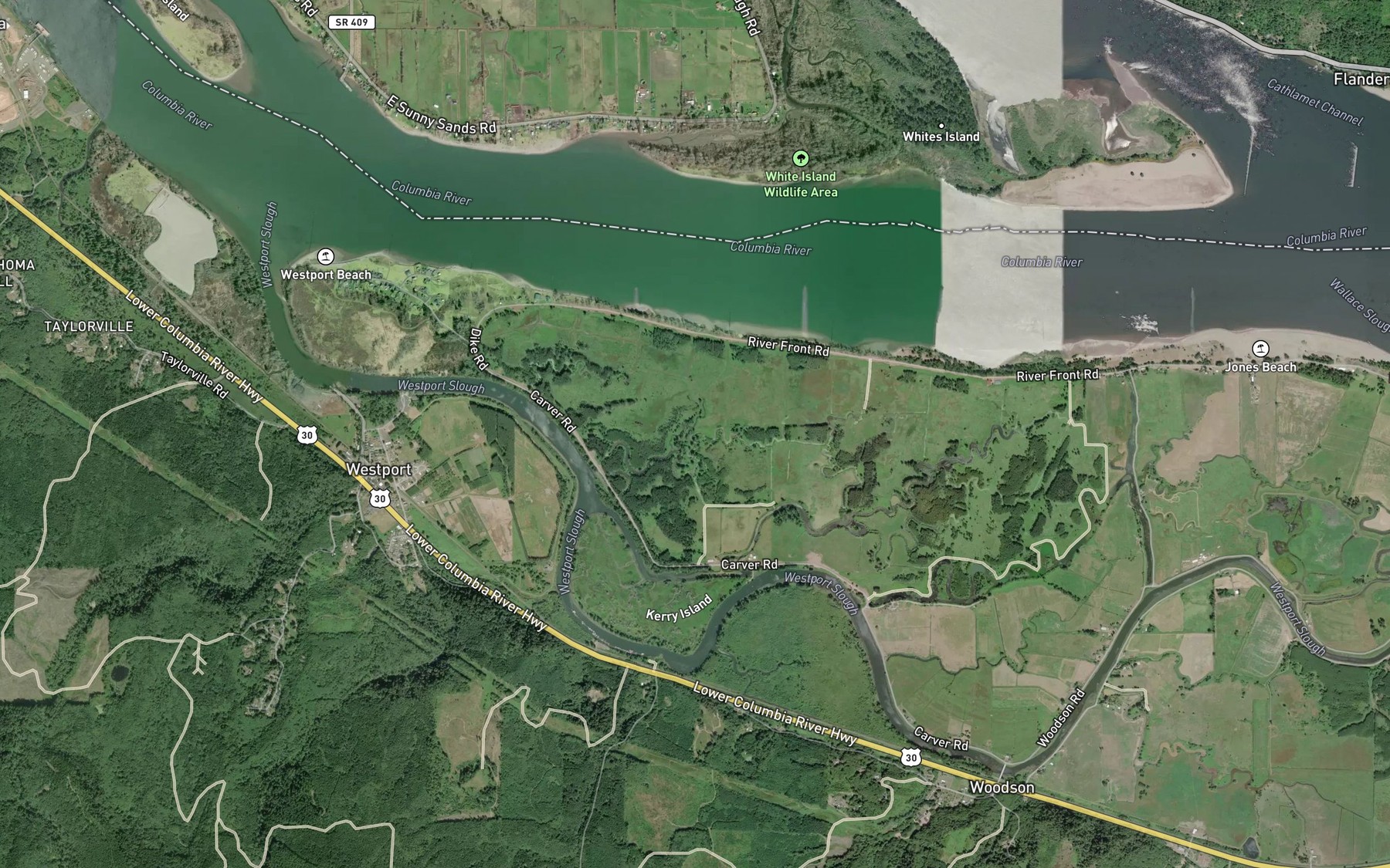 Satellite map of the Ludviksen Slough