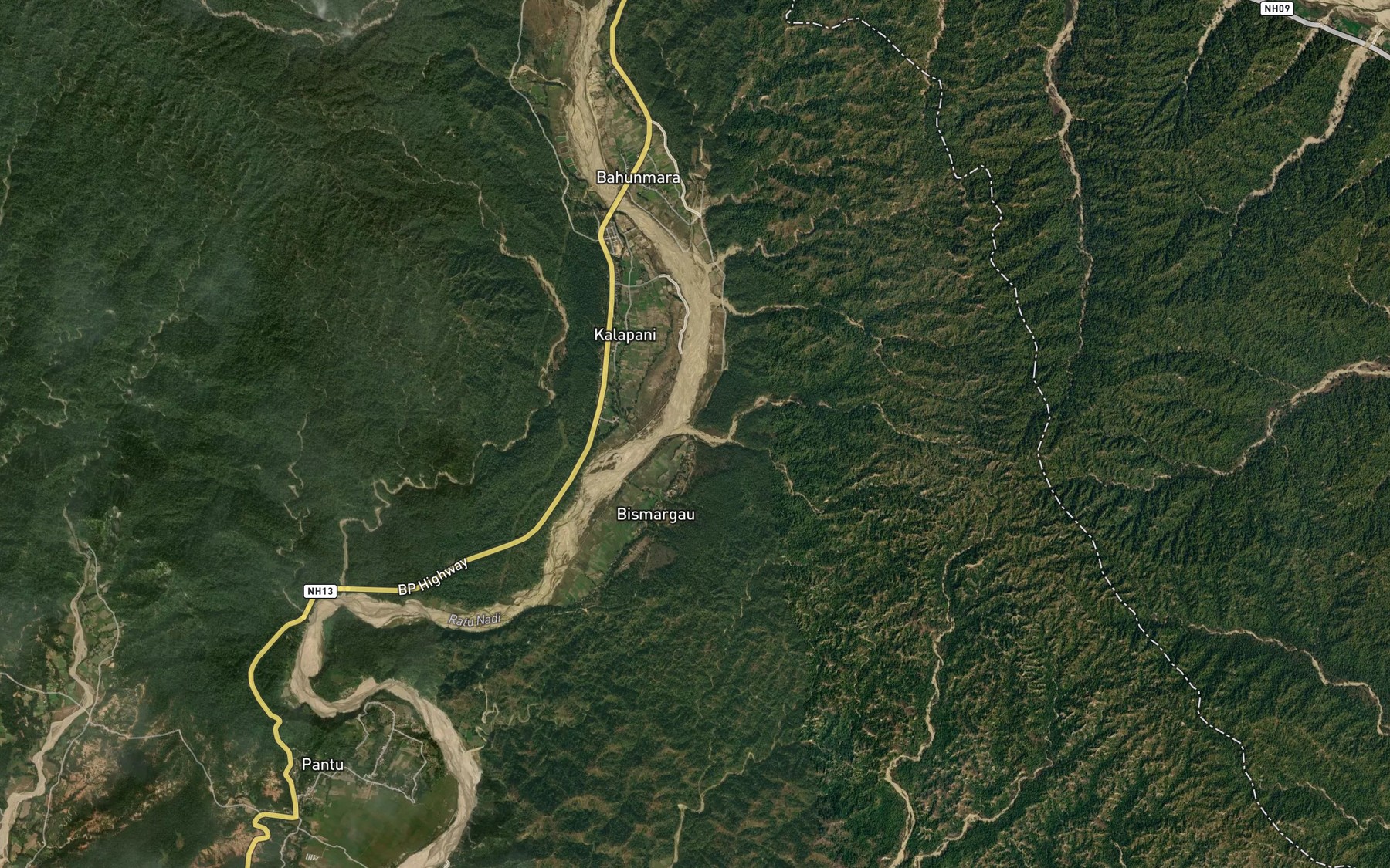 Satellite map of the Bismar Khola