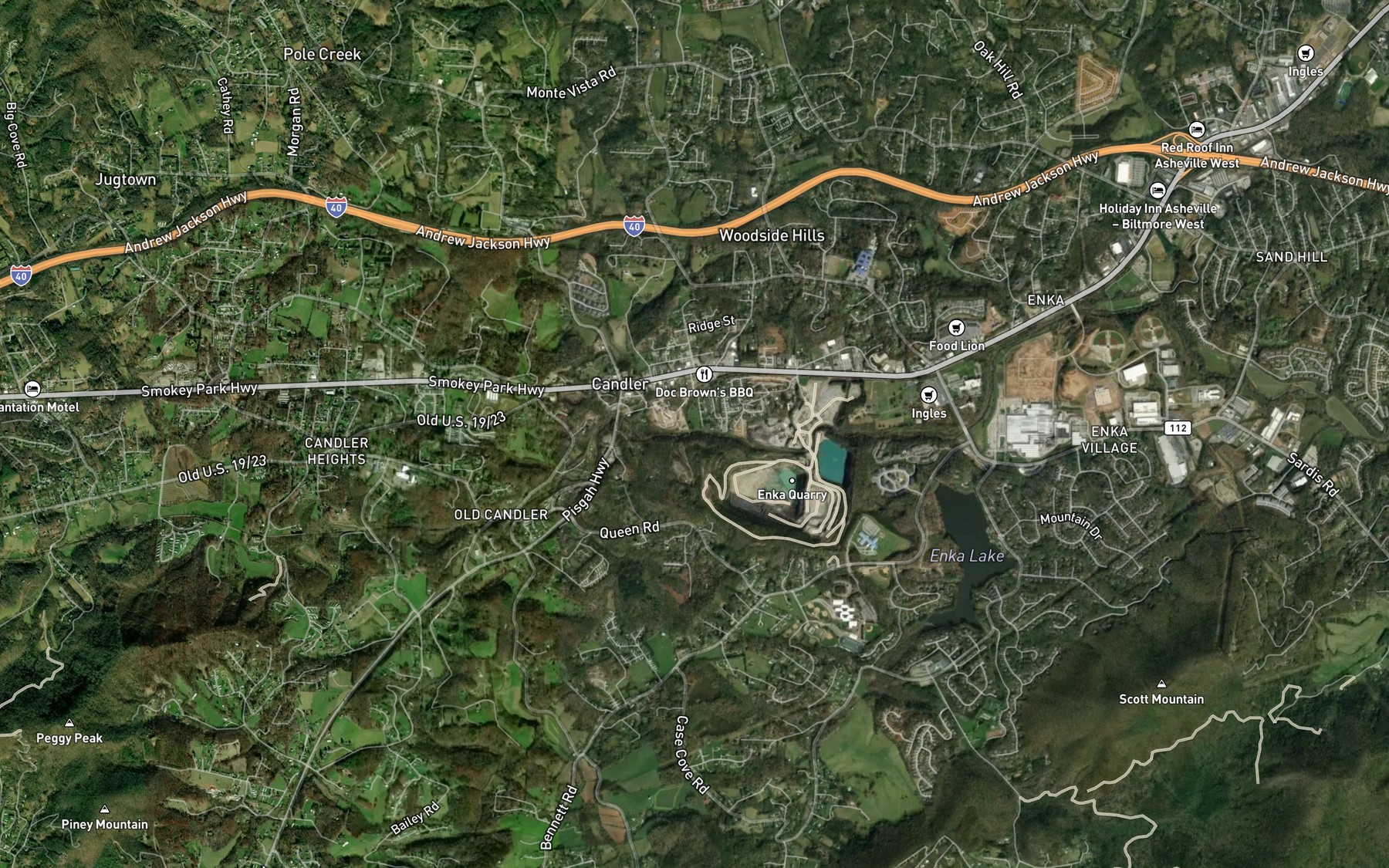 Satellite map of the Pole Creek