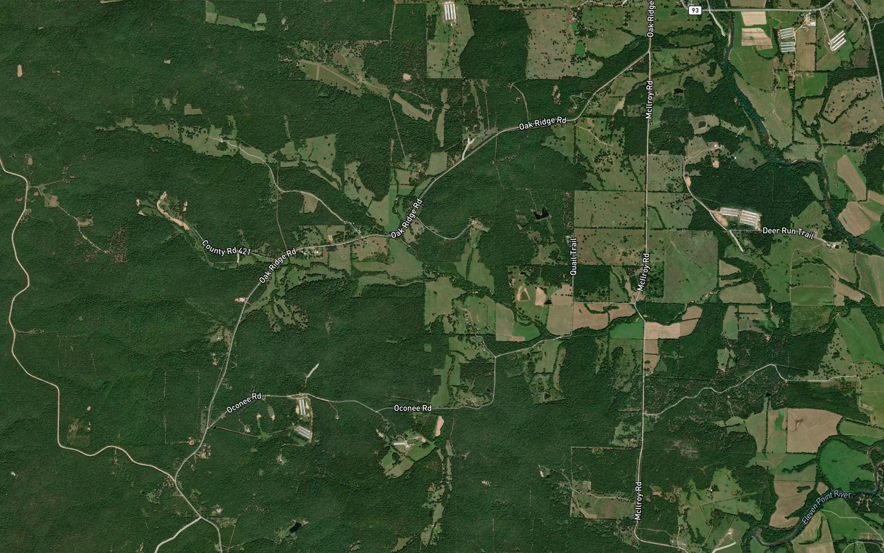 Satellite map of the North Fork Dry Creek