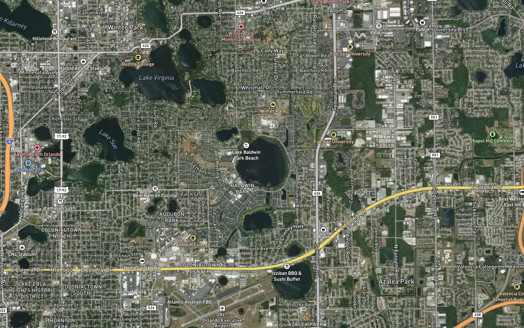 Satellite map of the Lake Corrine