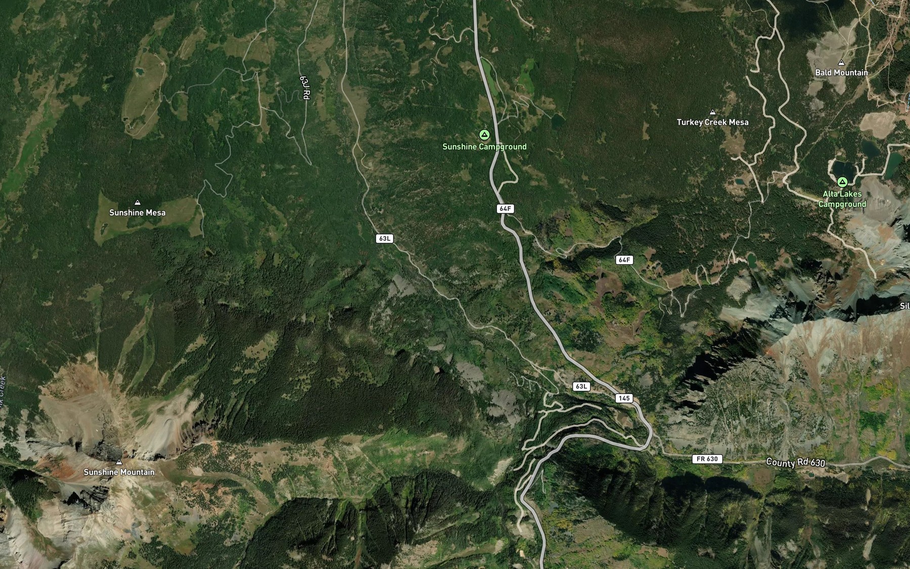 Satellite map of the Ilium Flume