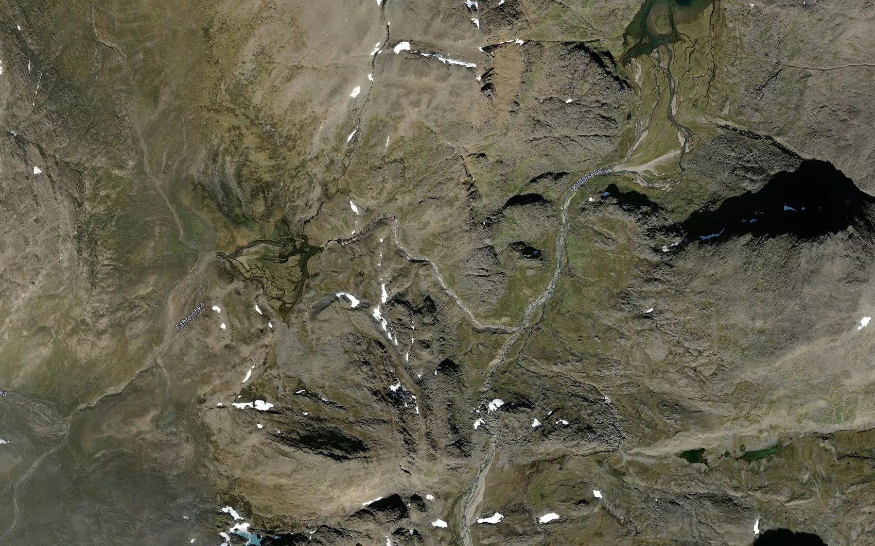 Satellite map of the Fahtejohka