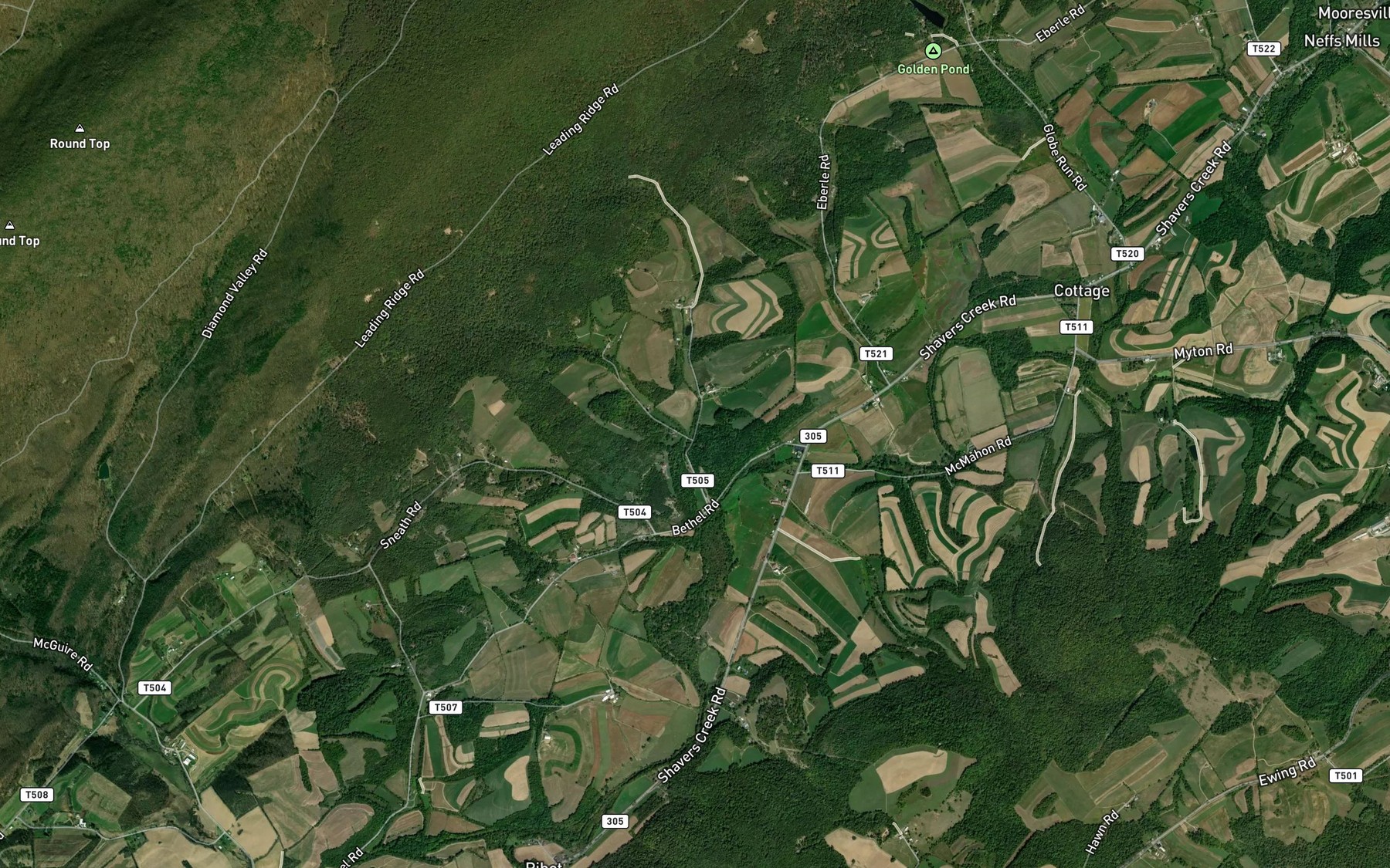 Satellite map of the Nelson Run