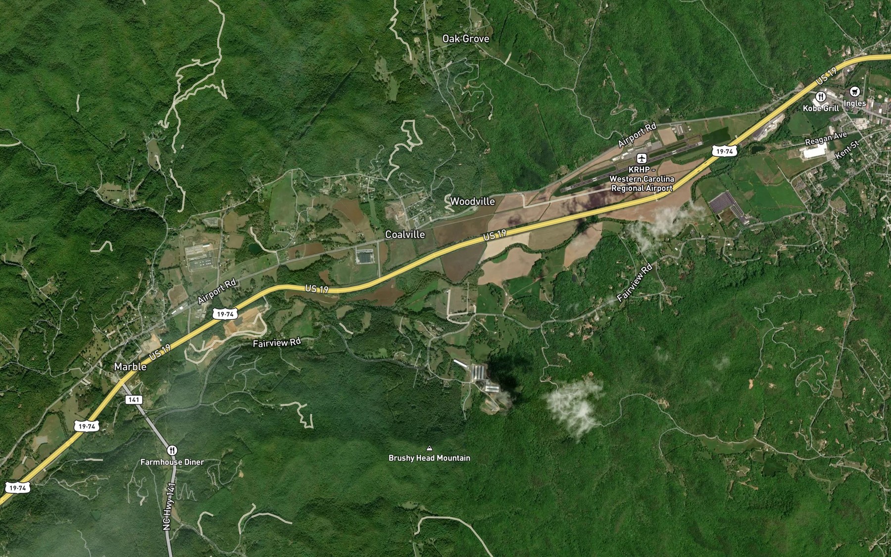 Satellite map of the Thrash Creek