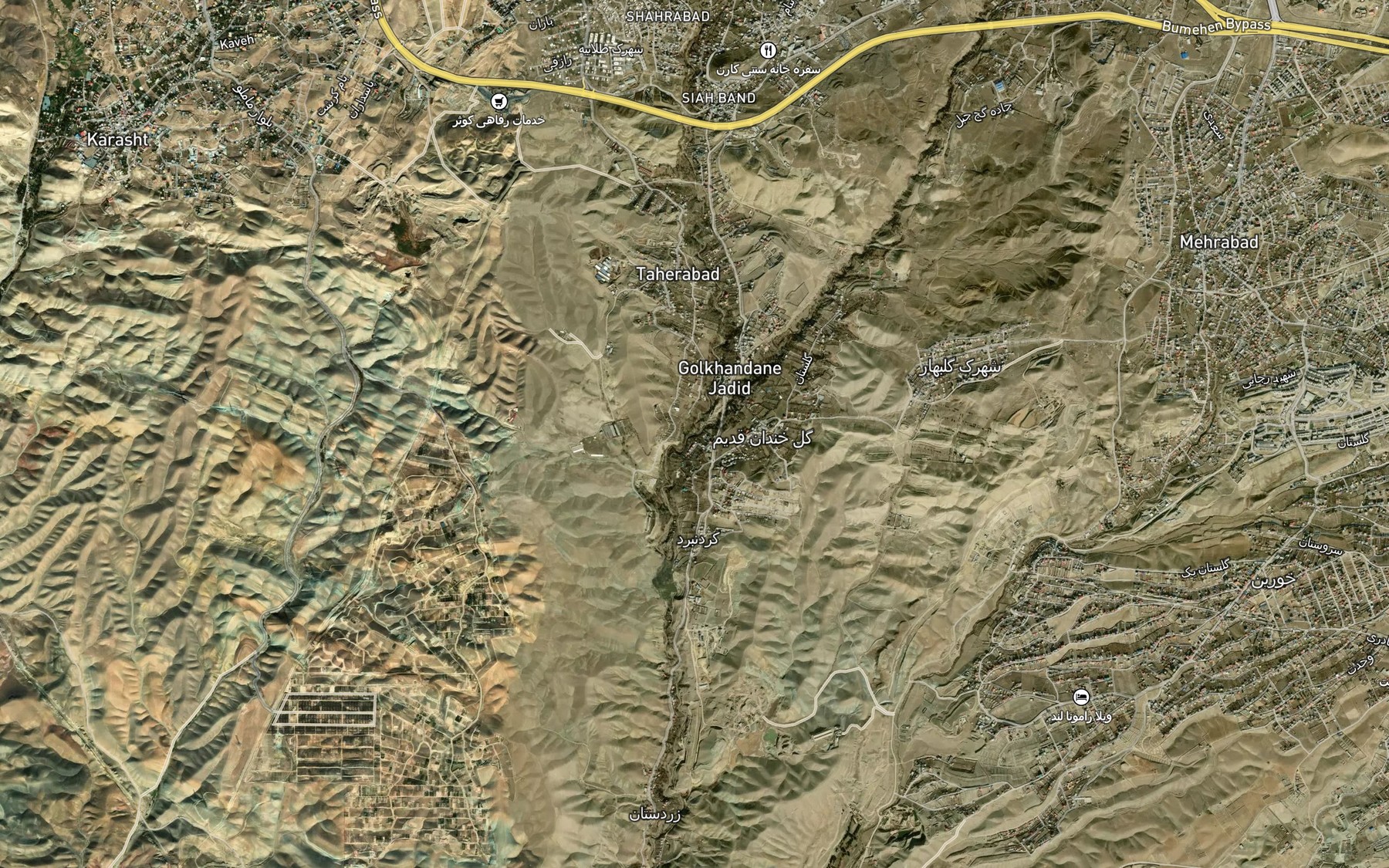 Satellite map of the Rudkhaneh-ye Lowran
