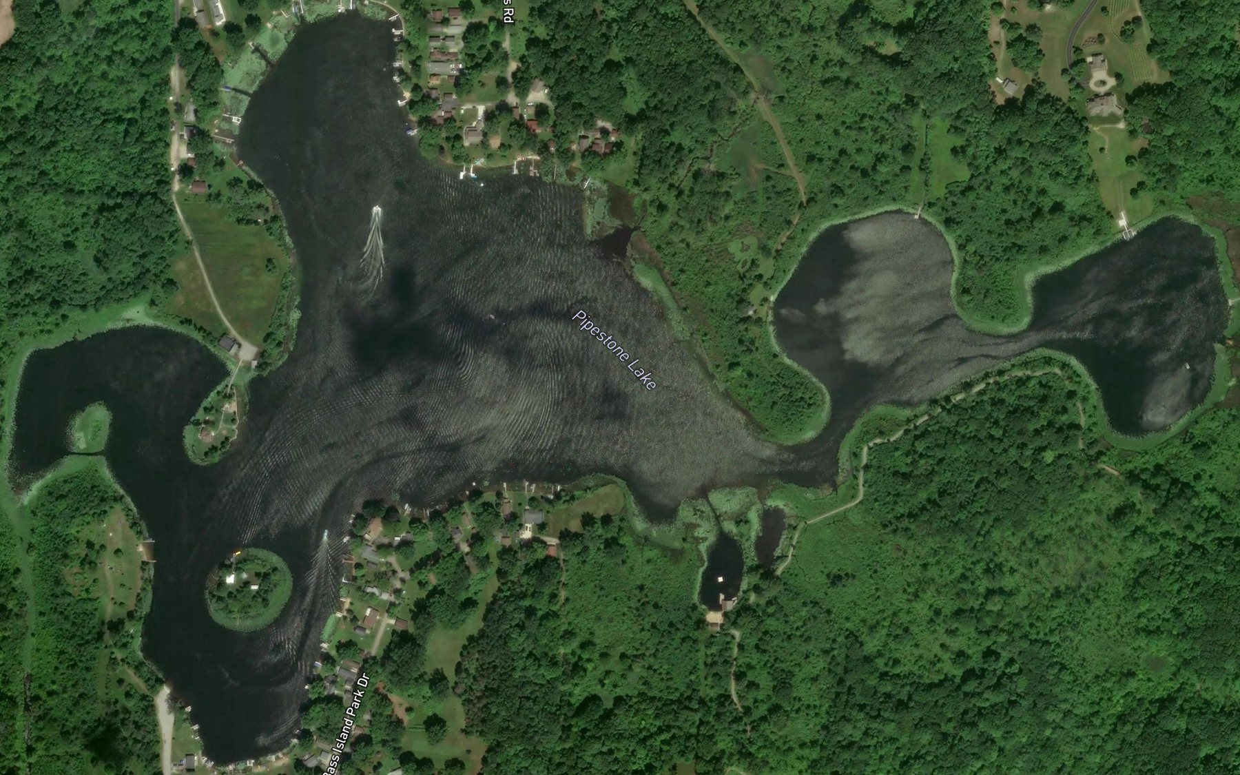 Satellite map of the Pipestone Lake