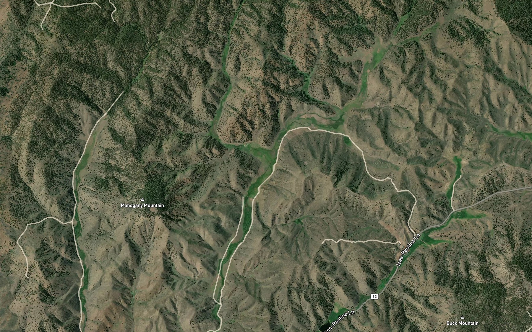 Satellite map of the Caps Creek