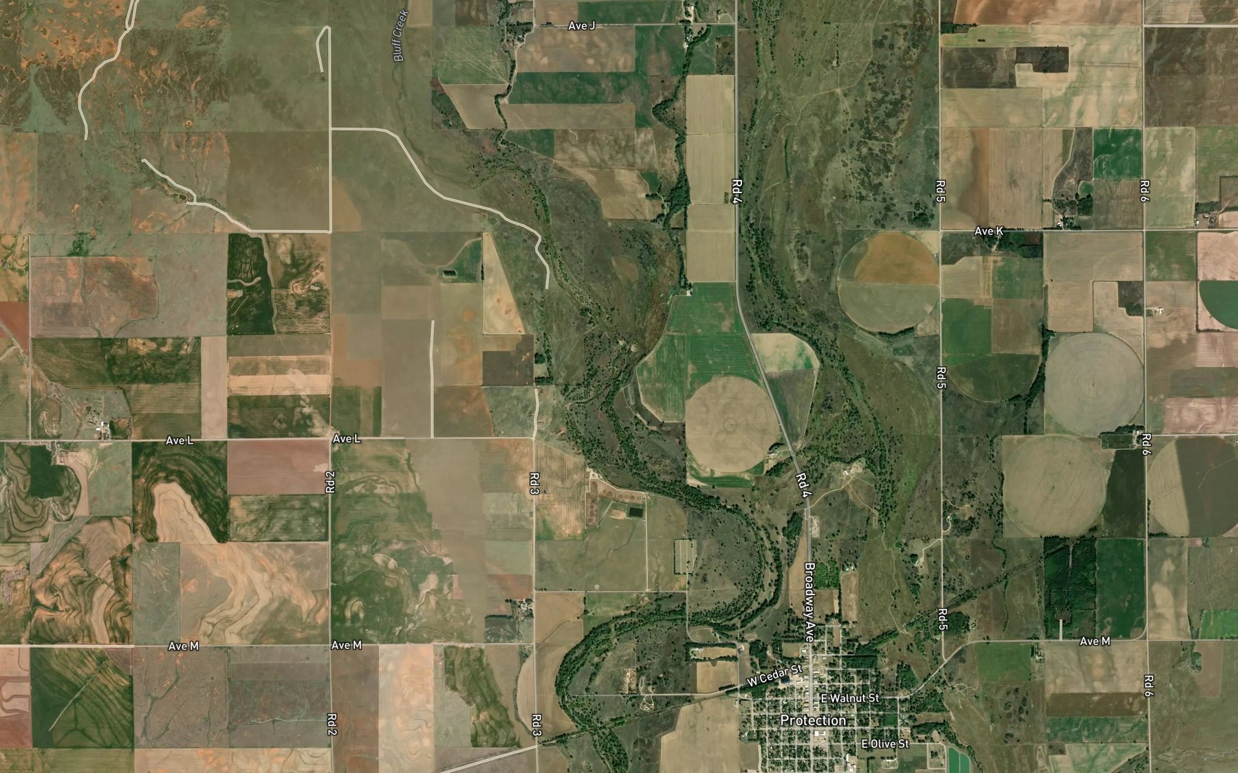 Satellite map of the Buzzard Creek