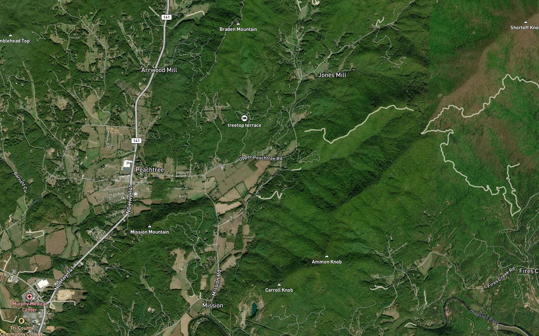 Satellite map of the Mill Branch