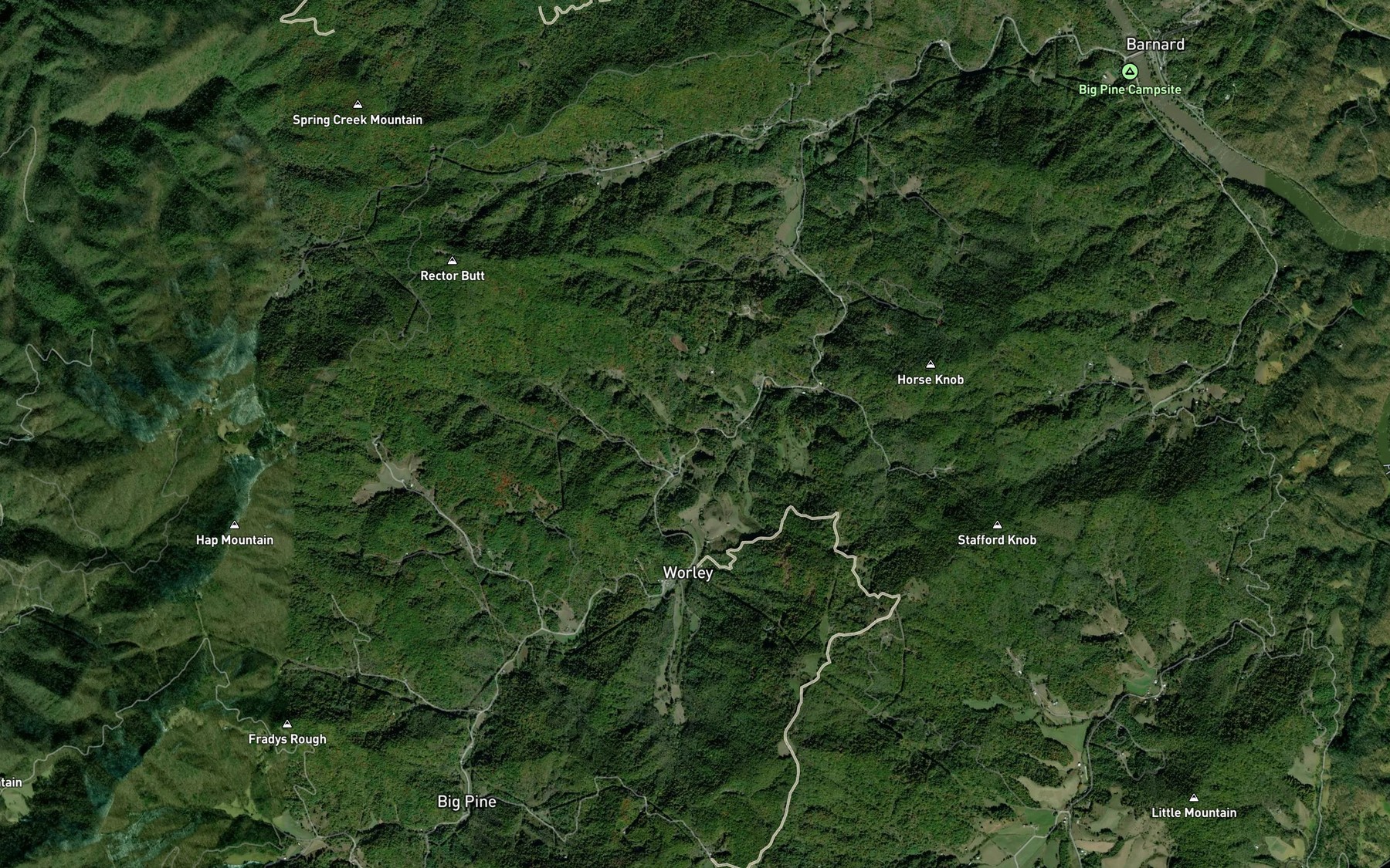 Satellite map of the Hogskin Branch