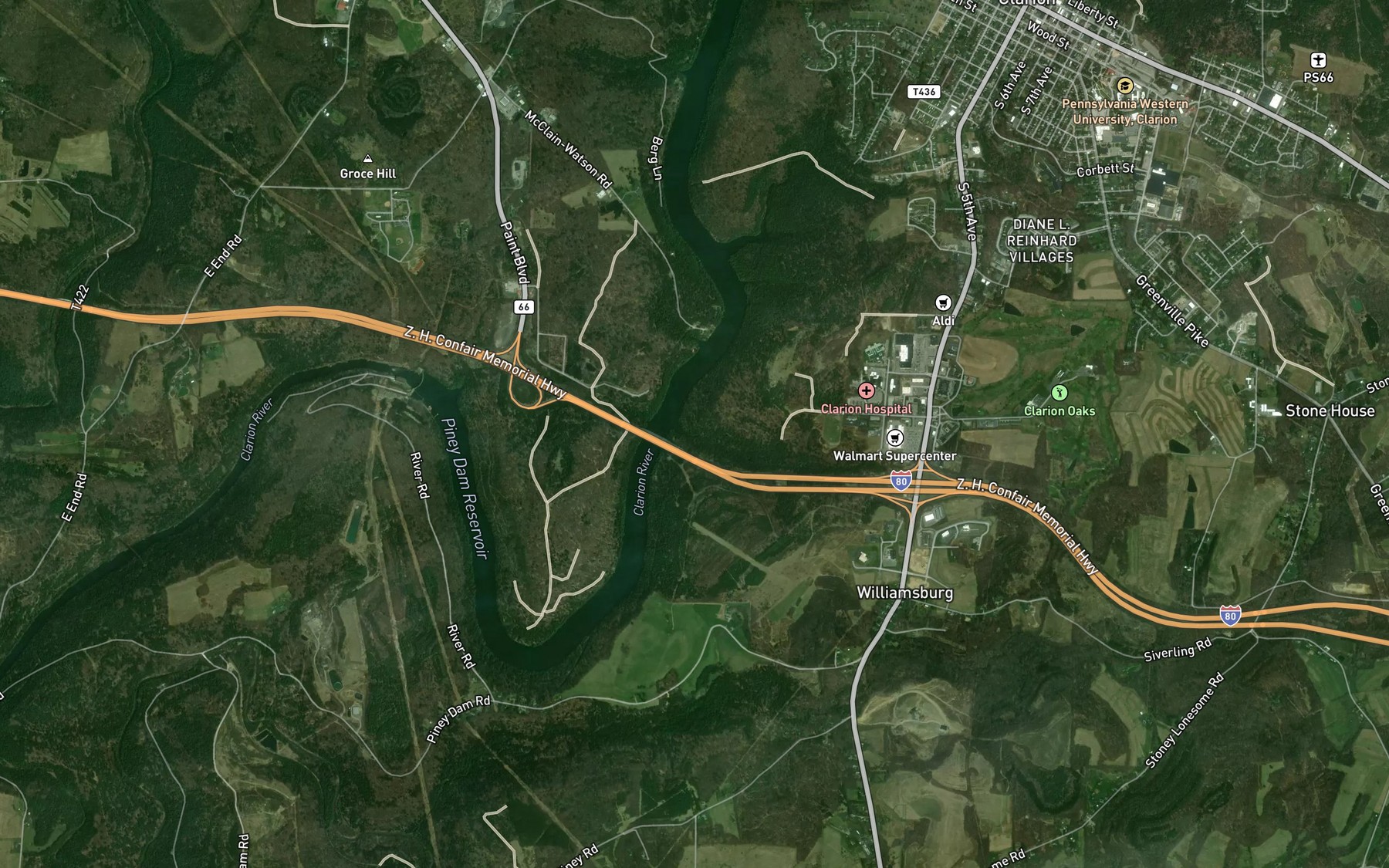 Satellite map of the Courtleys Run