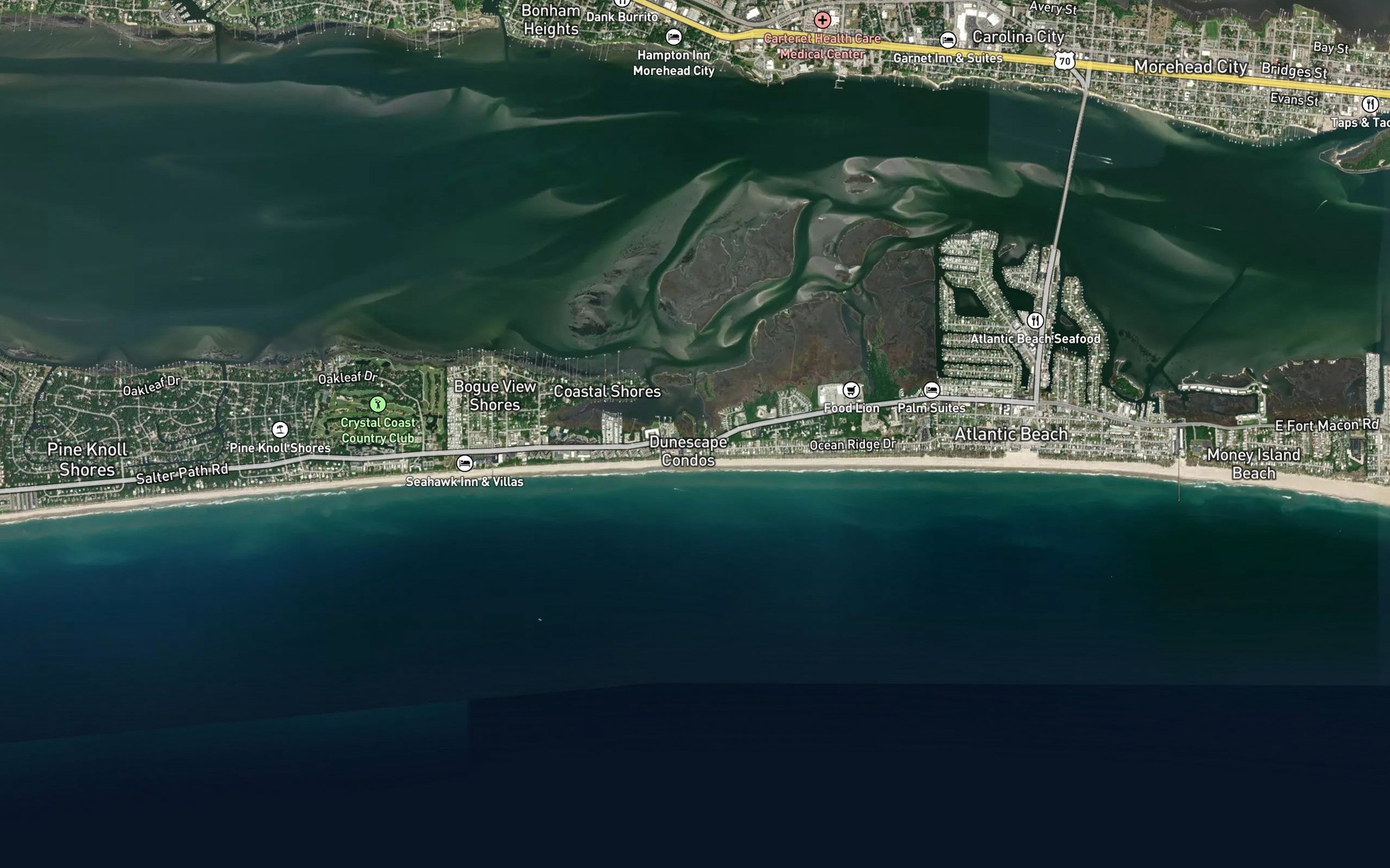 Satellite map of the Cheesemans Inlet