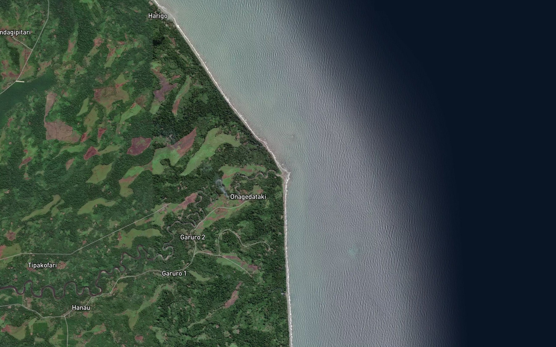 Satellite map of the Samboga River