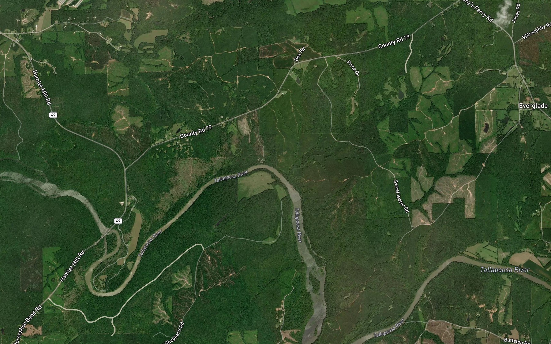 Satellite map of the Sweetwater Creek