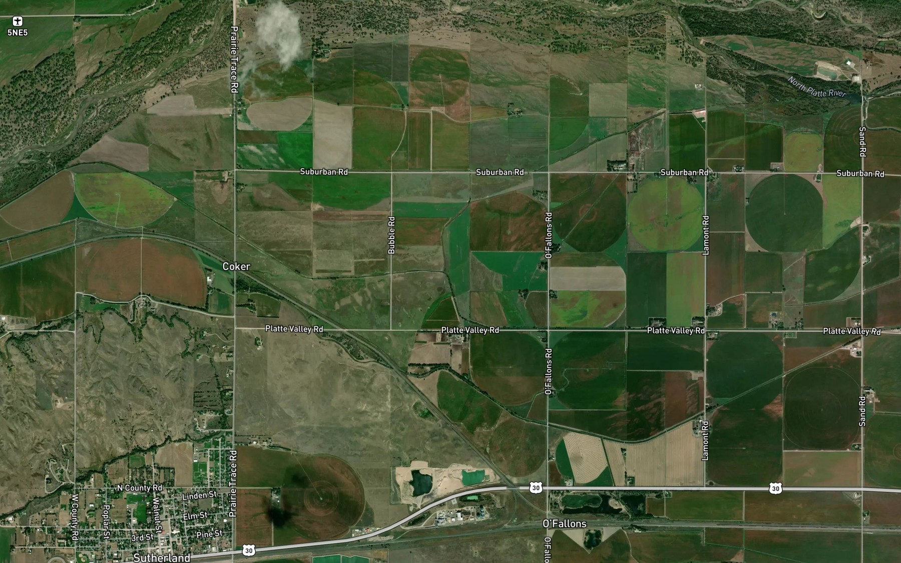 Satellite map of the Paxton Hershey Canal