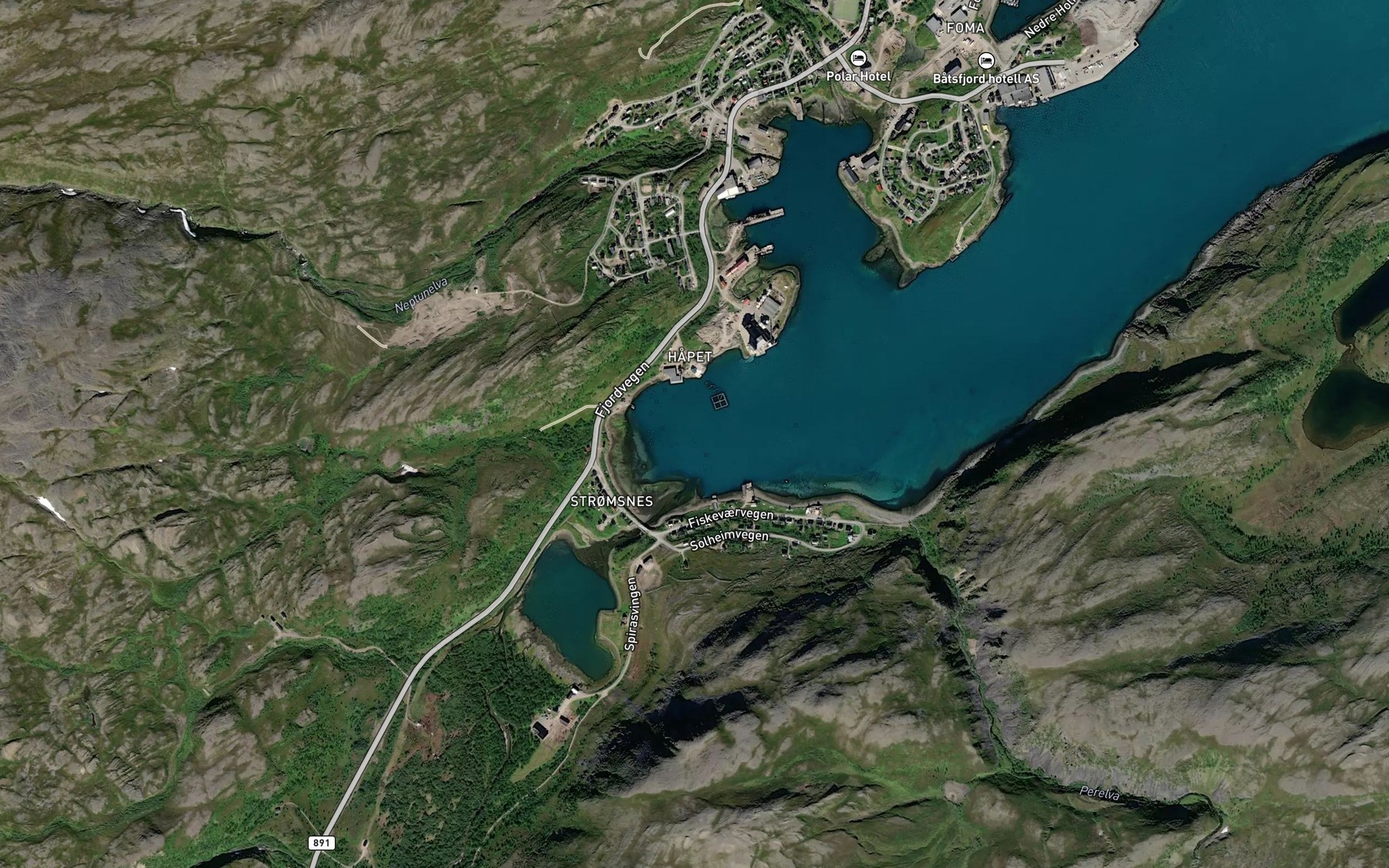 Satellite map of the Indrefjord