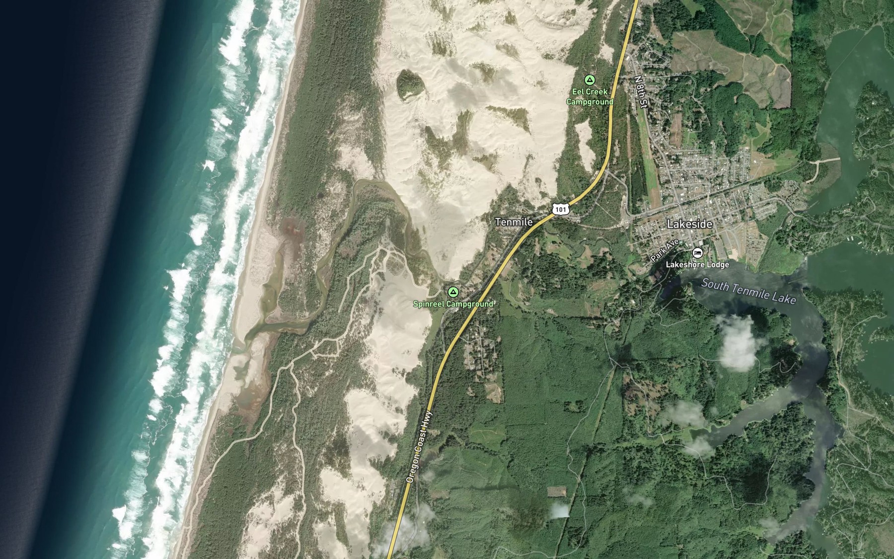 Satellite map of the Saunders Creek