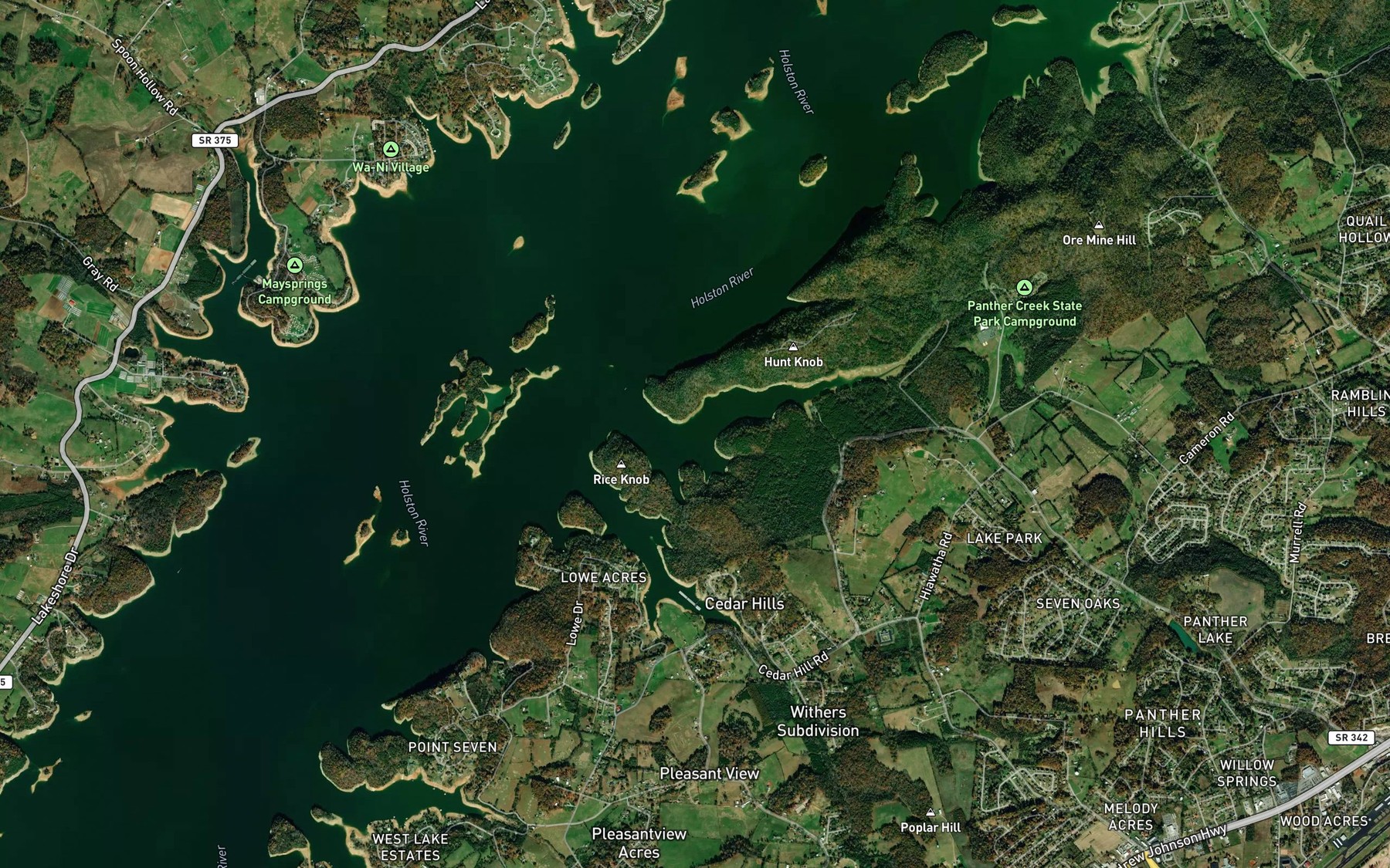 Satellite map of the Panther Creek