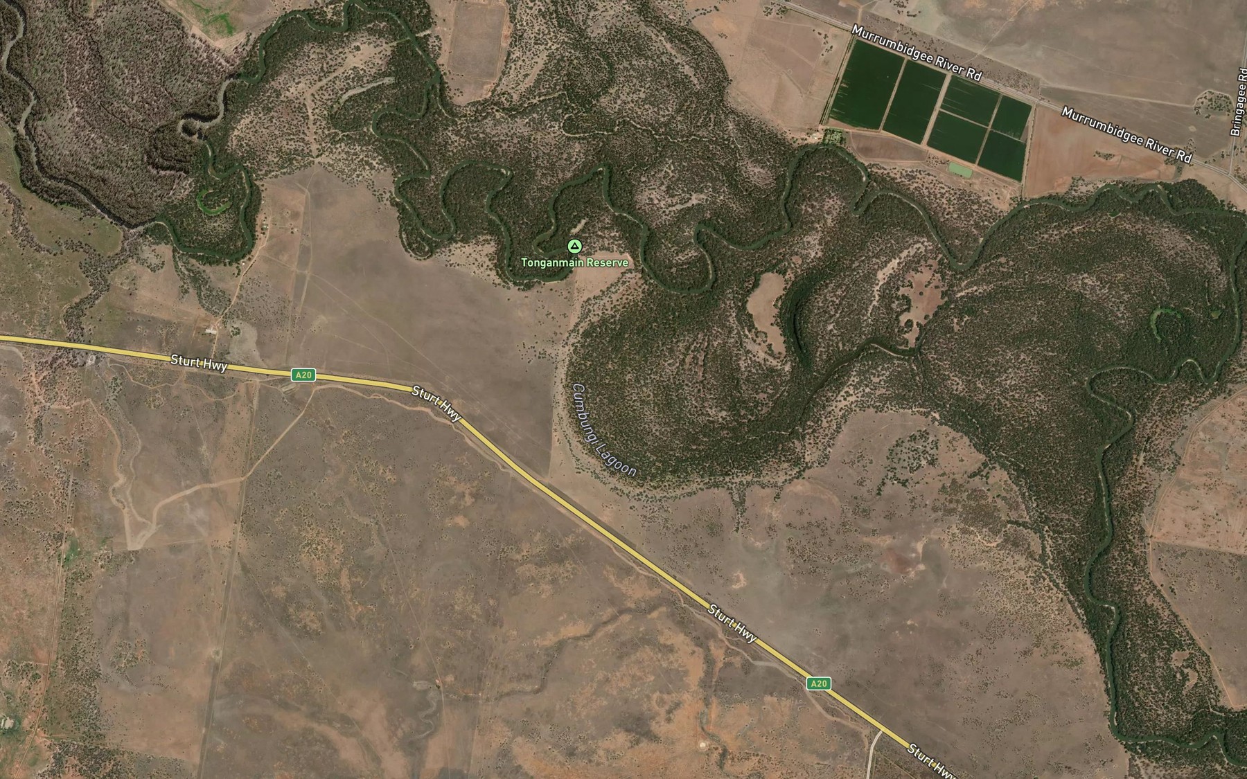 Satellite map of the Cumbungie Lagoon