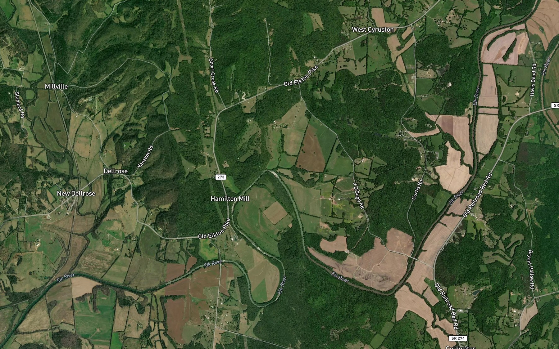 Satellite map of the Woodard Branch