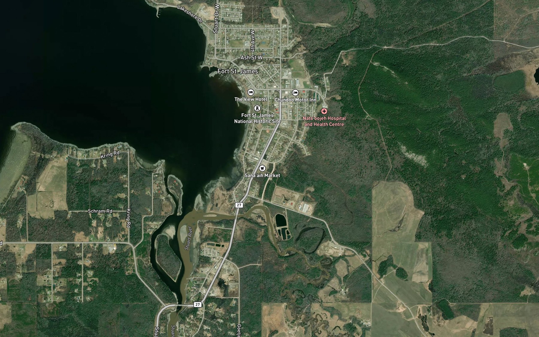Satellite map of the Necoslie River