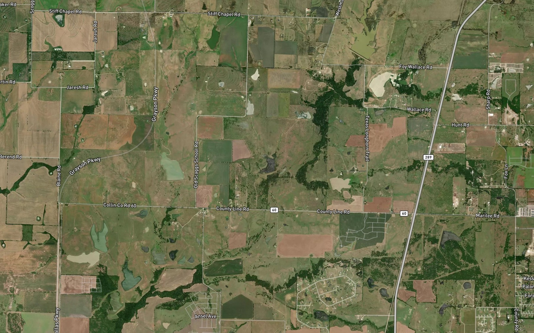 Satellite map of the Soil Conservation Service Site 7 Reservoir