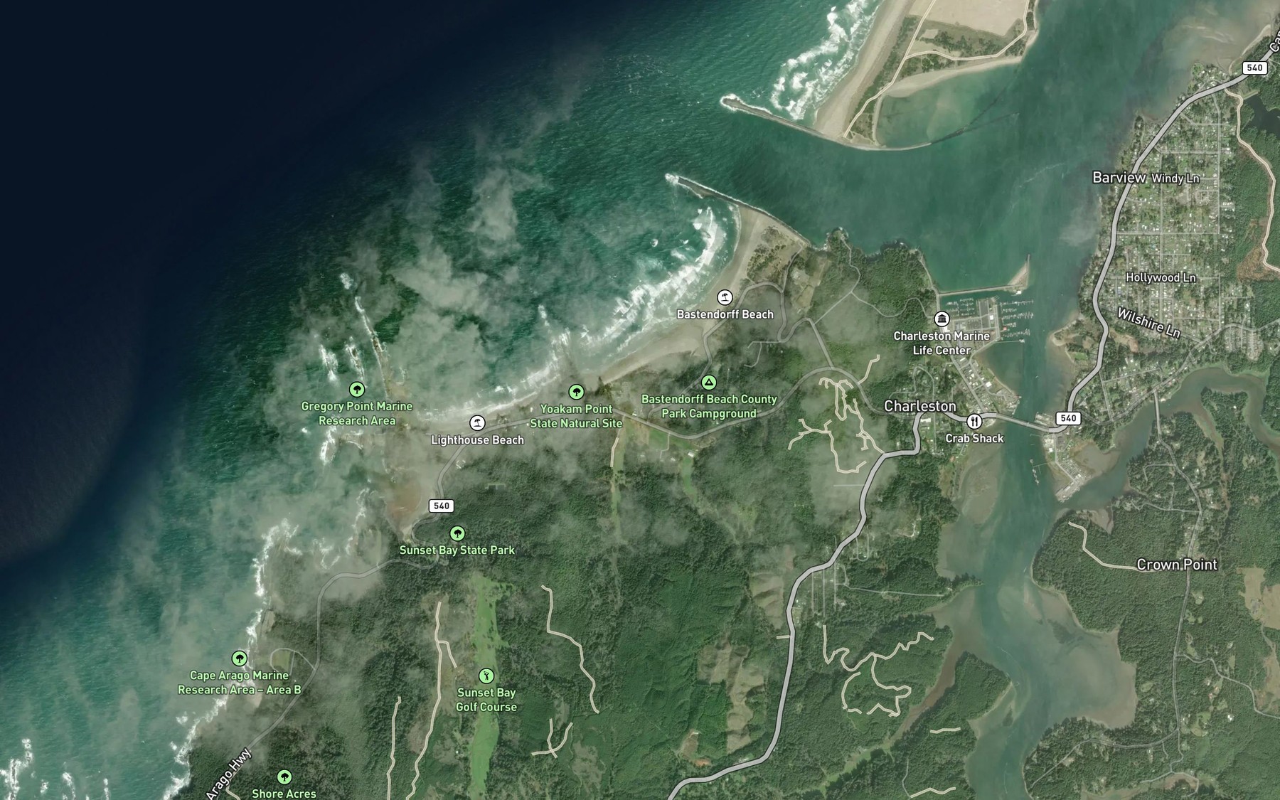 Satellite map of the Miner Creek