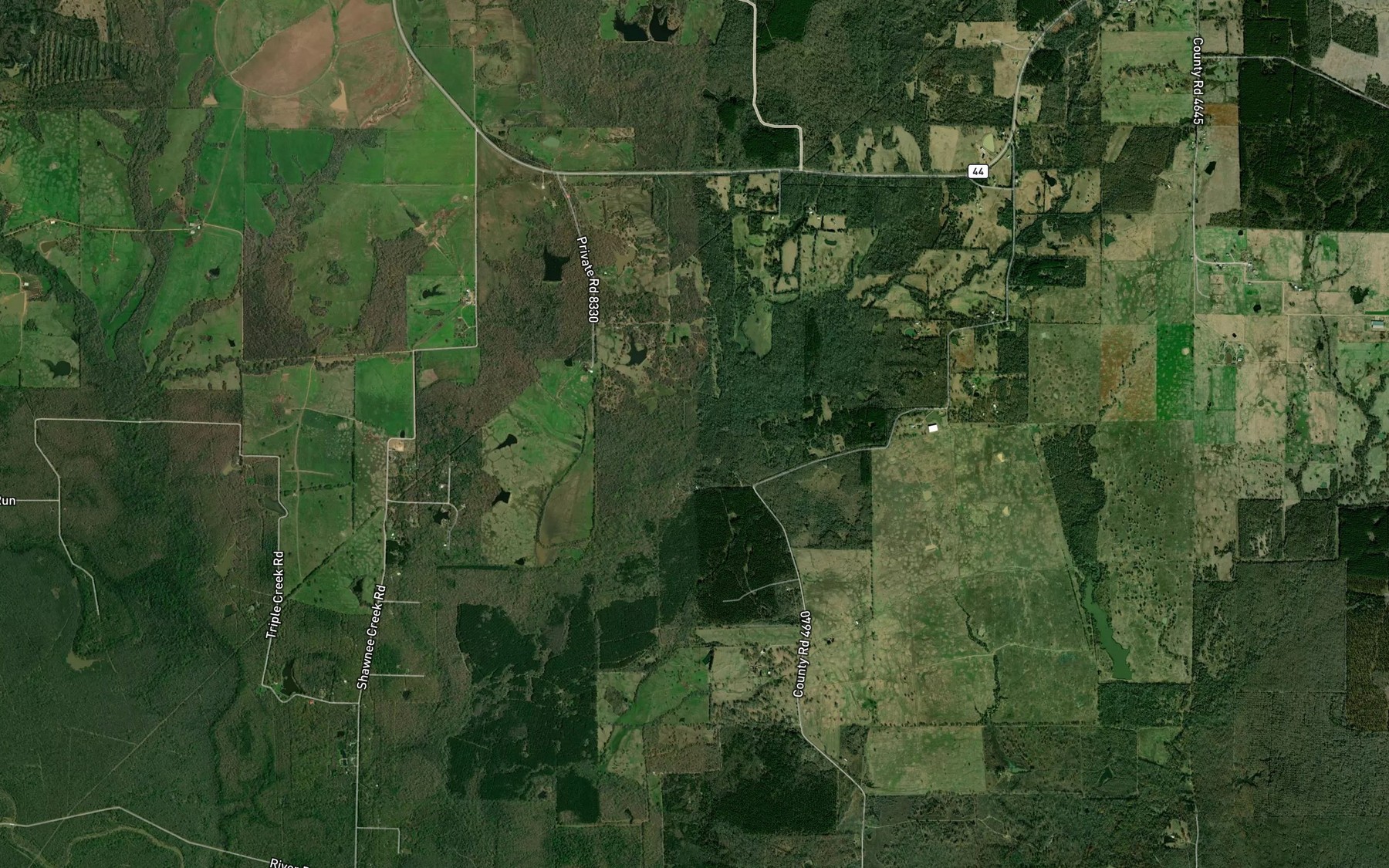 Satellite map of the Dillard Creek