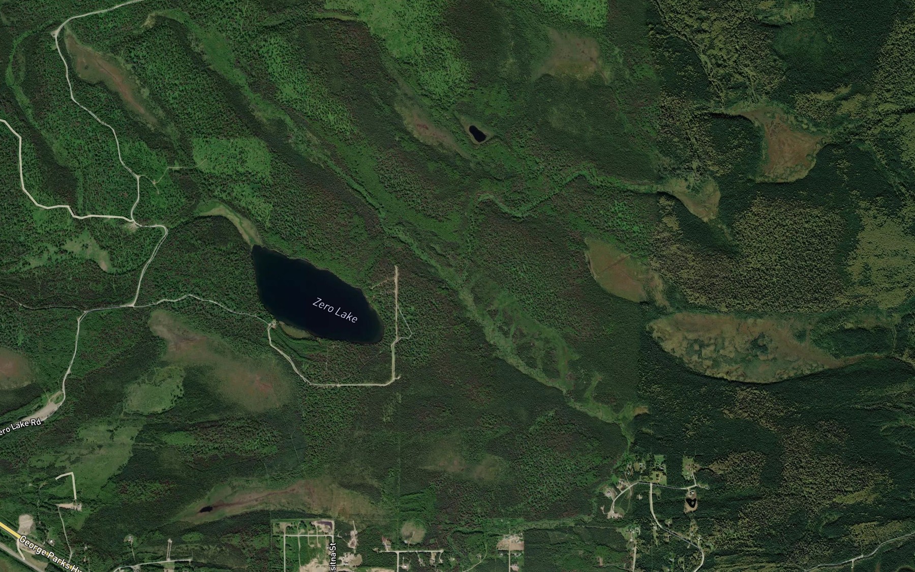 Satellite map of the West Fork Coho Creek