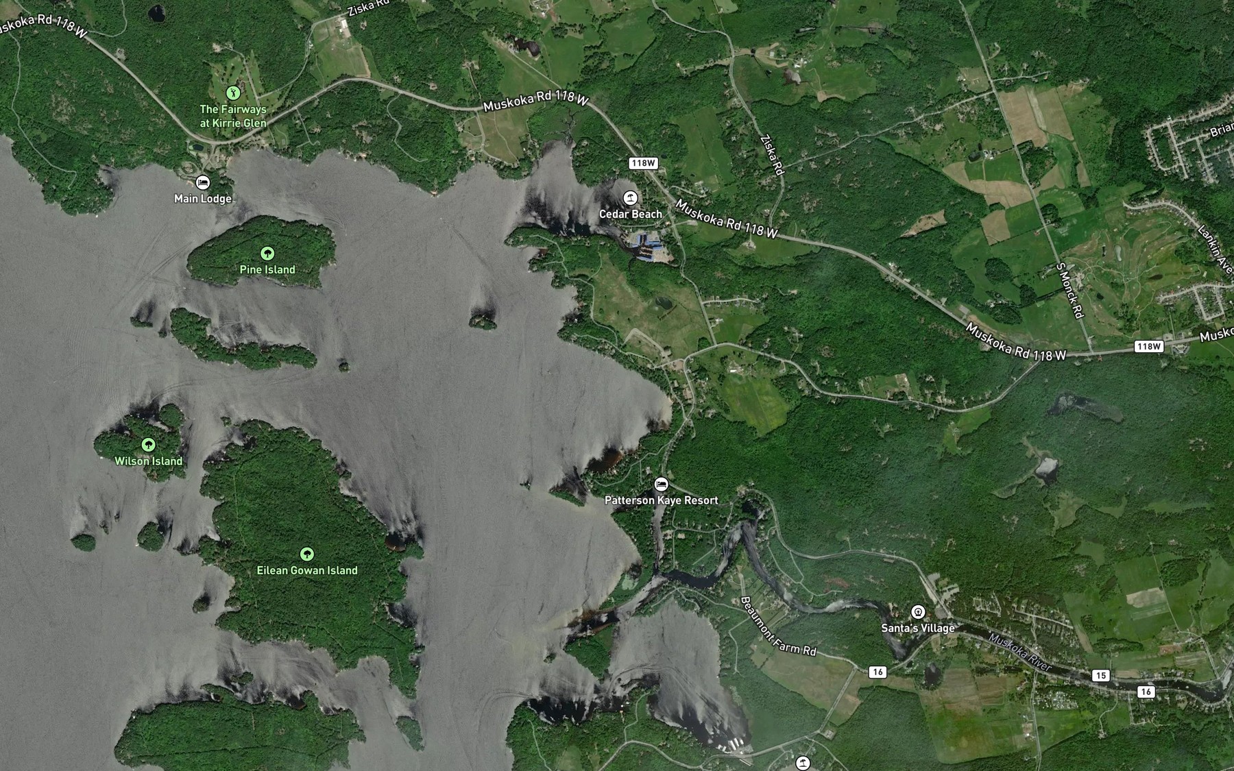 Satellite map of the Sandy Bay