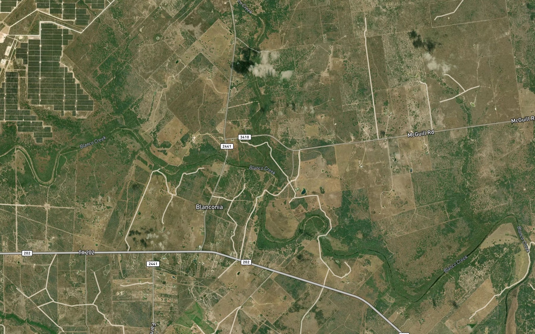 Satellite map of the Sarco Creek