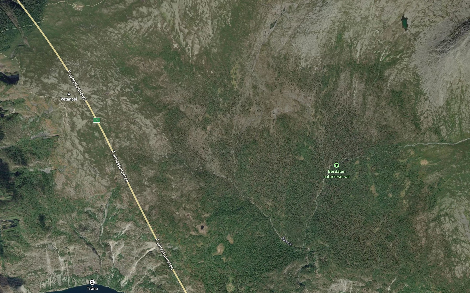 Satellite map of the Langedalselvi