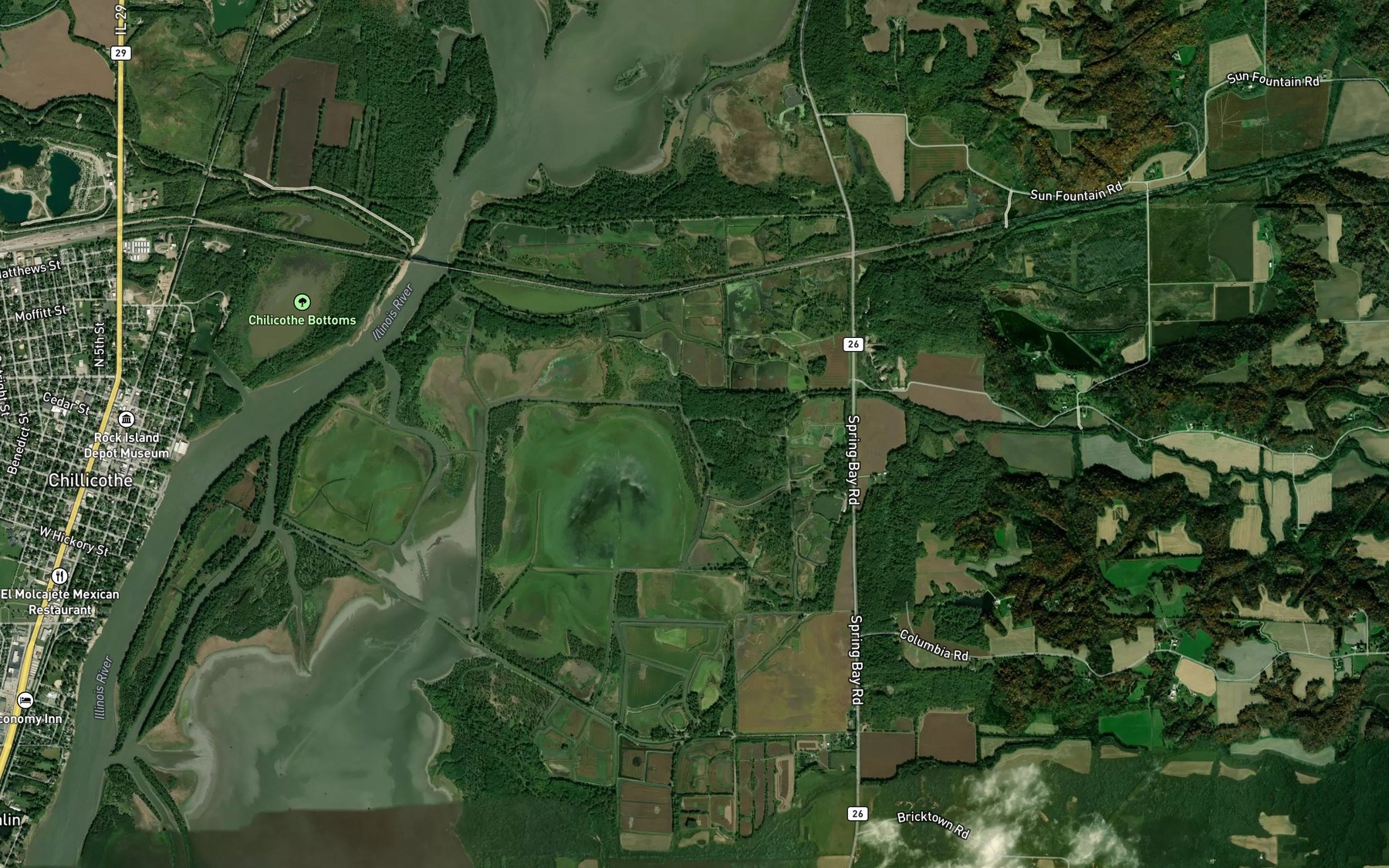 Satellite map of the Snag Creek