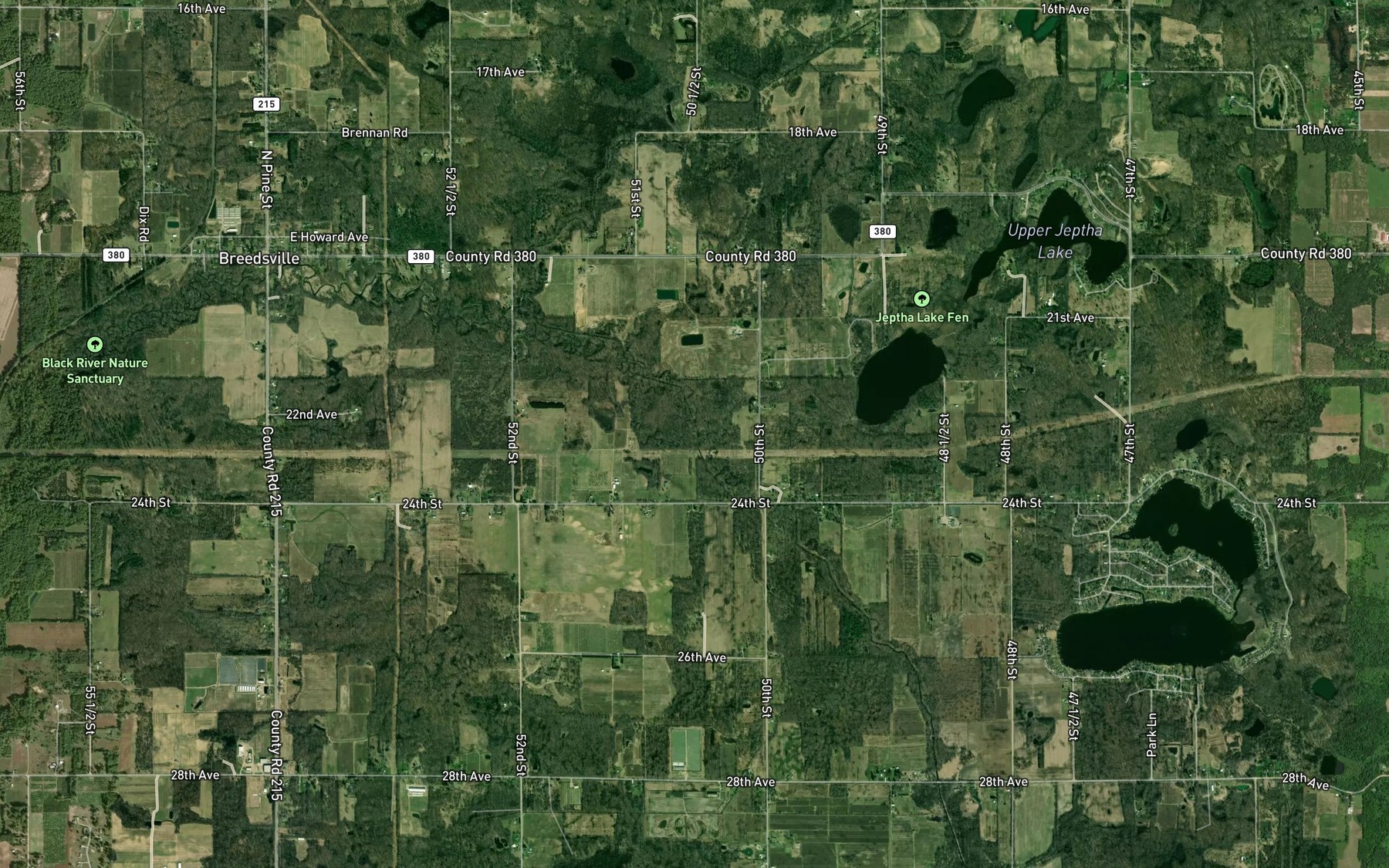 Satellite map of the Lower Jeptha Lake Drain