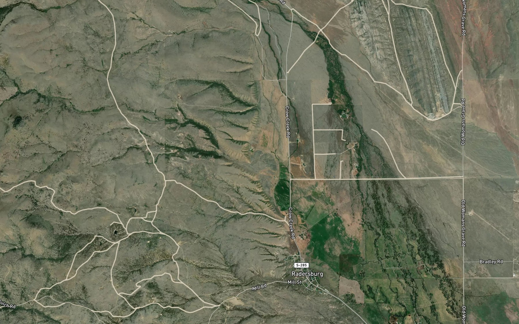 Satellite map of the Rattlesnake Creek