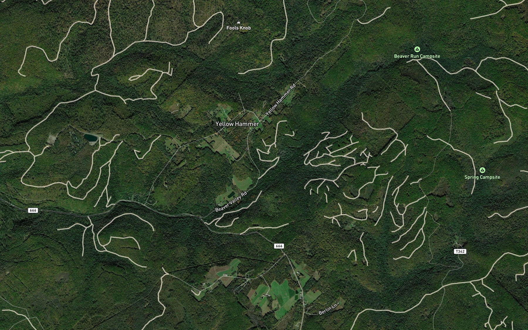 Satellite map of the Wolf Run