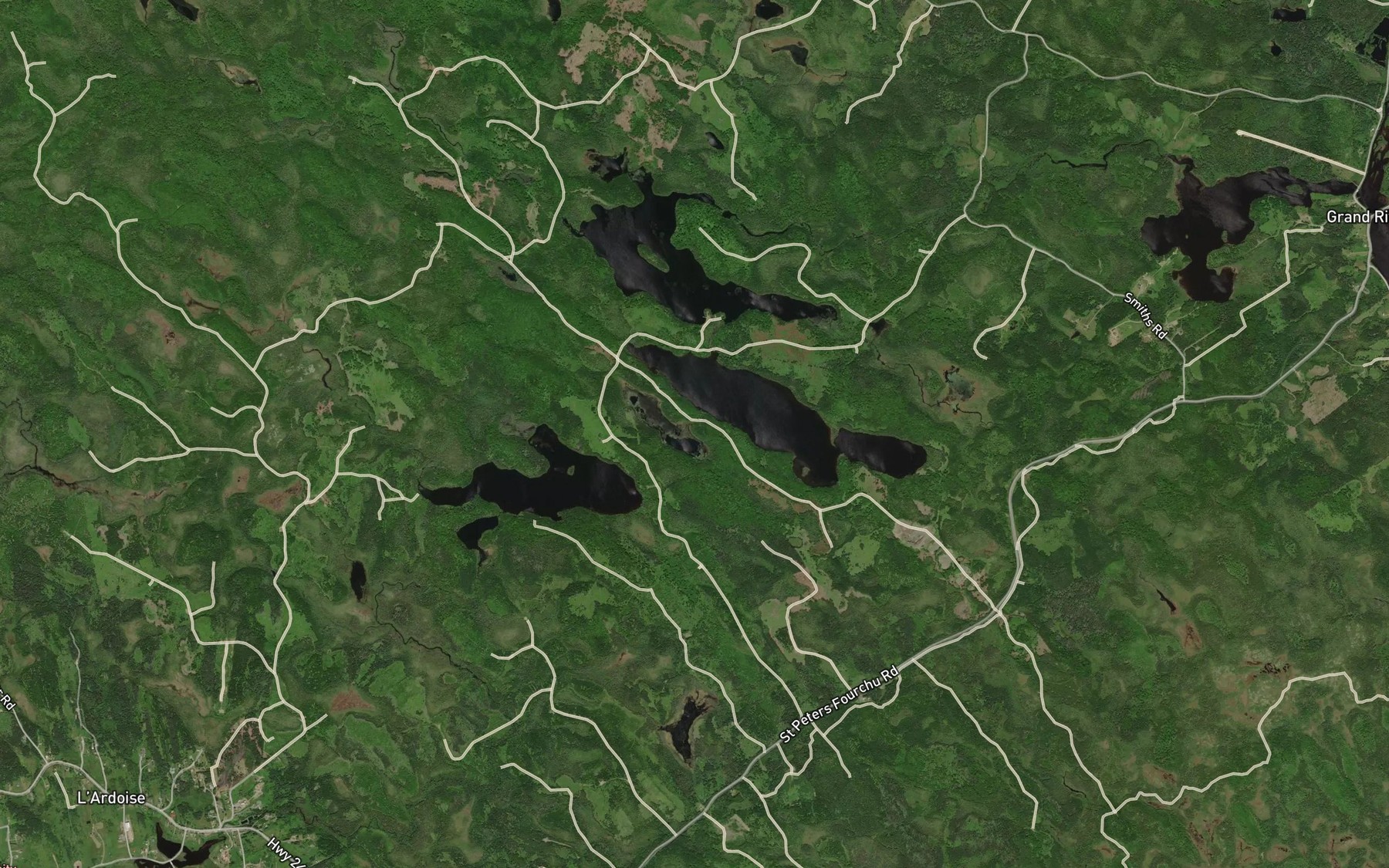 Satellite map of the Colin MacRaes Lakes
