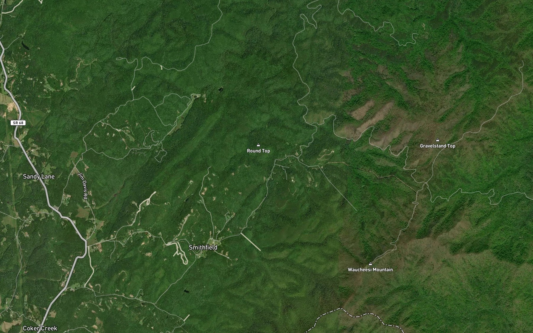 Satellite map of the Whippoorwill Branch