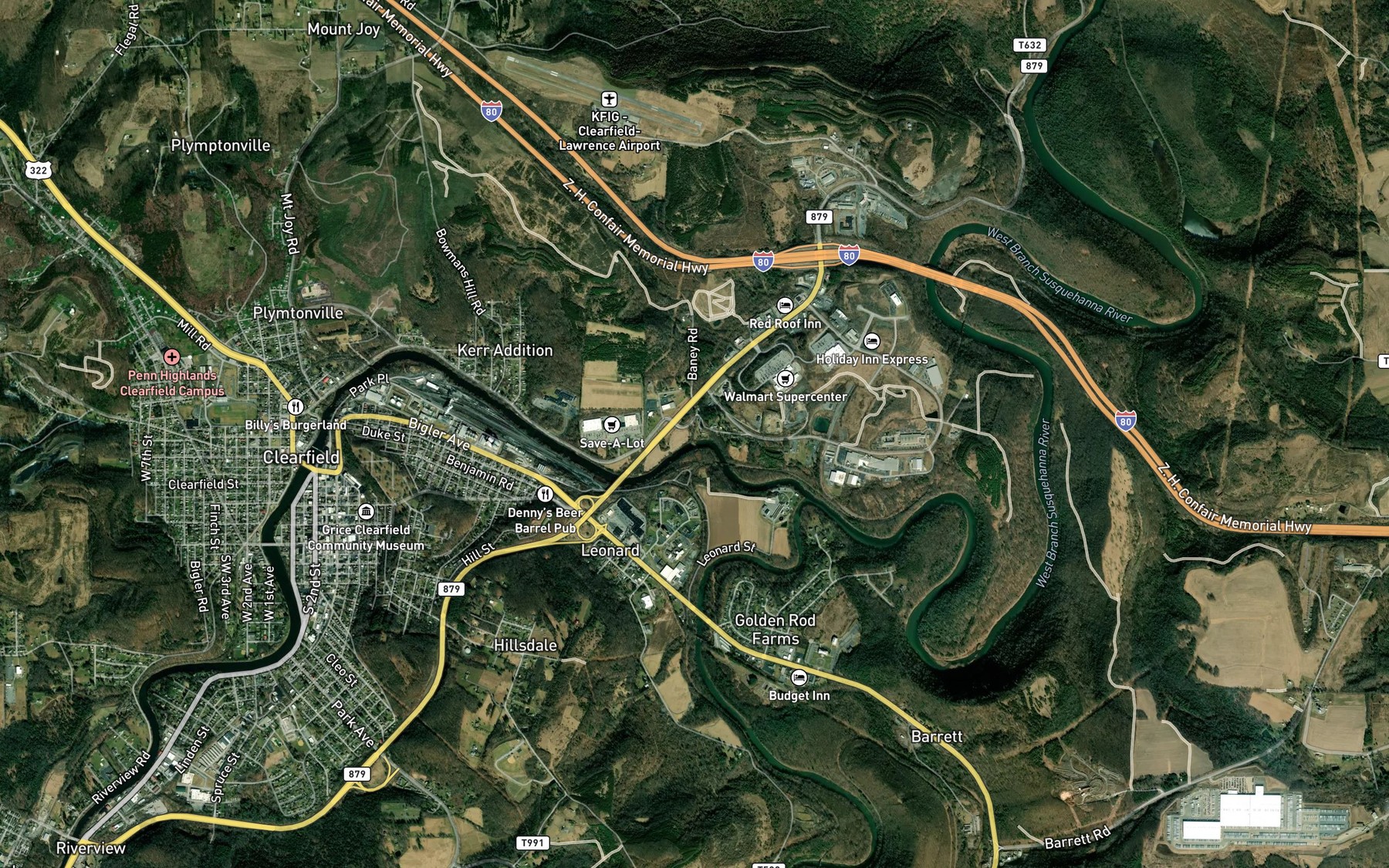 Satellite map of the Wolf Run